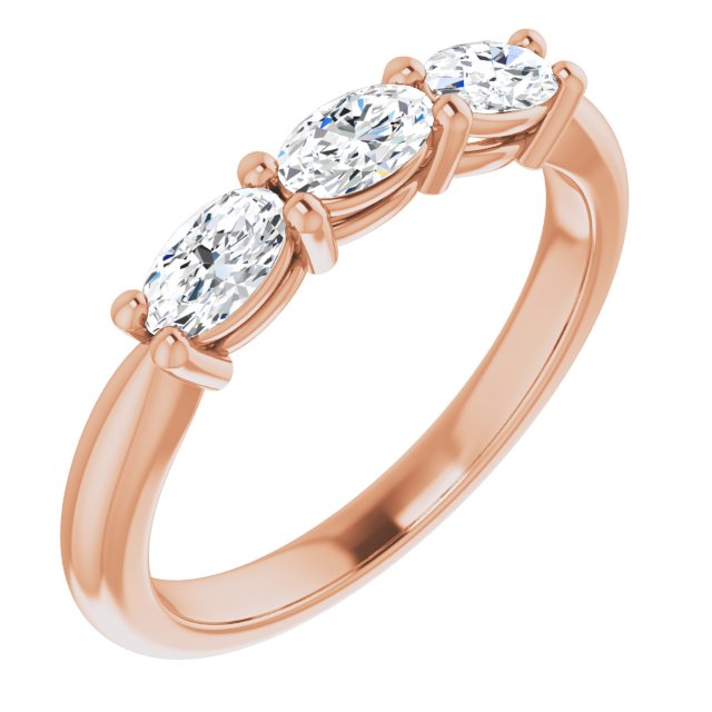 0.63 Carat East West Set Oval Cut Diamond 3 Stone Wedding Band Ring for Women - Elegant Bridal Jewelry for Engagement, Anniversary & Special Occasions