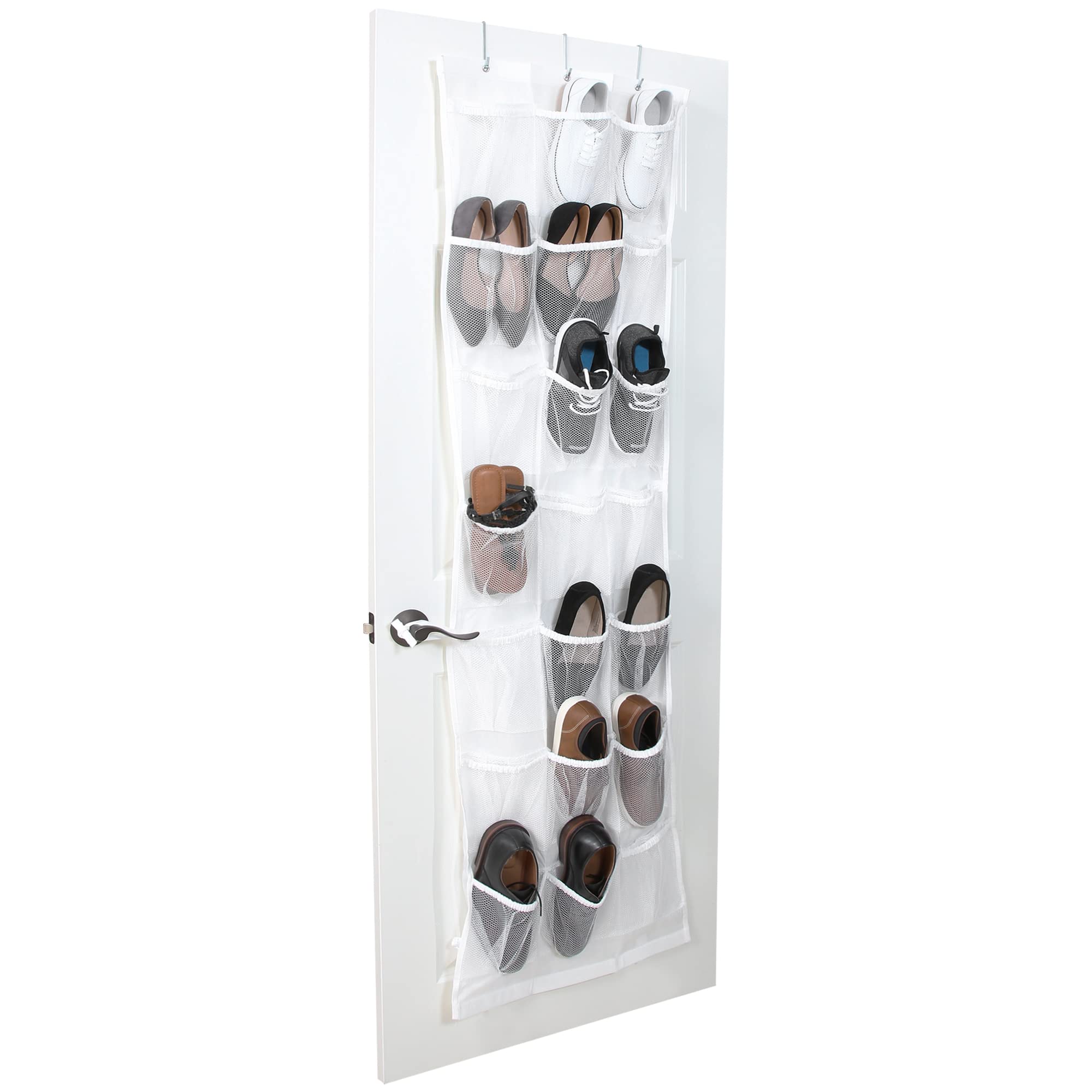 Smart Over-The-Door Organizer with 42 Pockets - Elastic Trim & Hanging Hooks - VentilAir Mesh Fabric for Shoes, Pantry & Closet Storage - Home Organization Solution (21