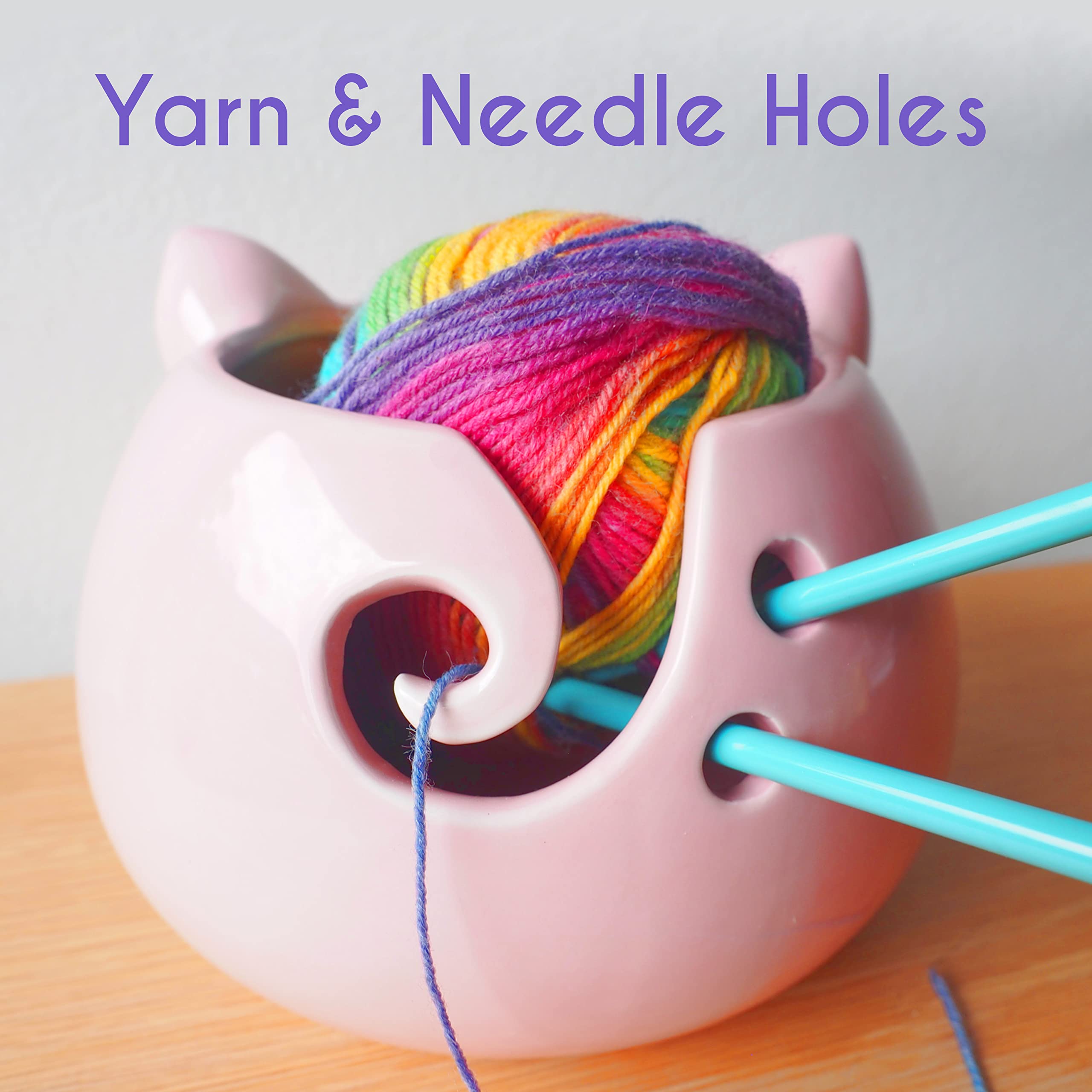 Large Ceramic Yarn Bowl for Knitting & Crochet - Cute Pig Design Yarn Holder with Storage Hole - Perfect Gift for Knitters - Great for Home, Office, and Craft Room Organization