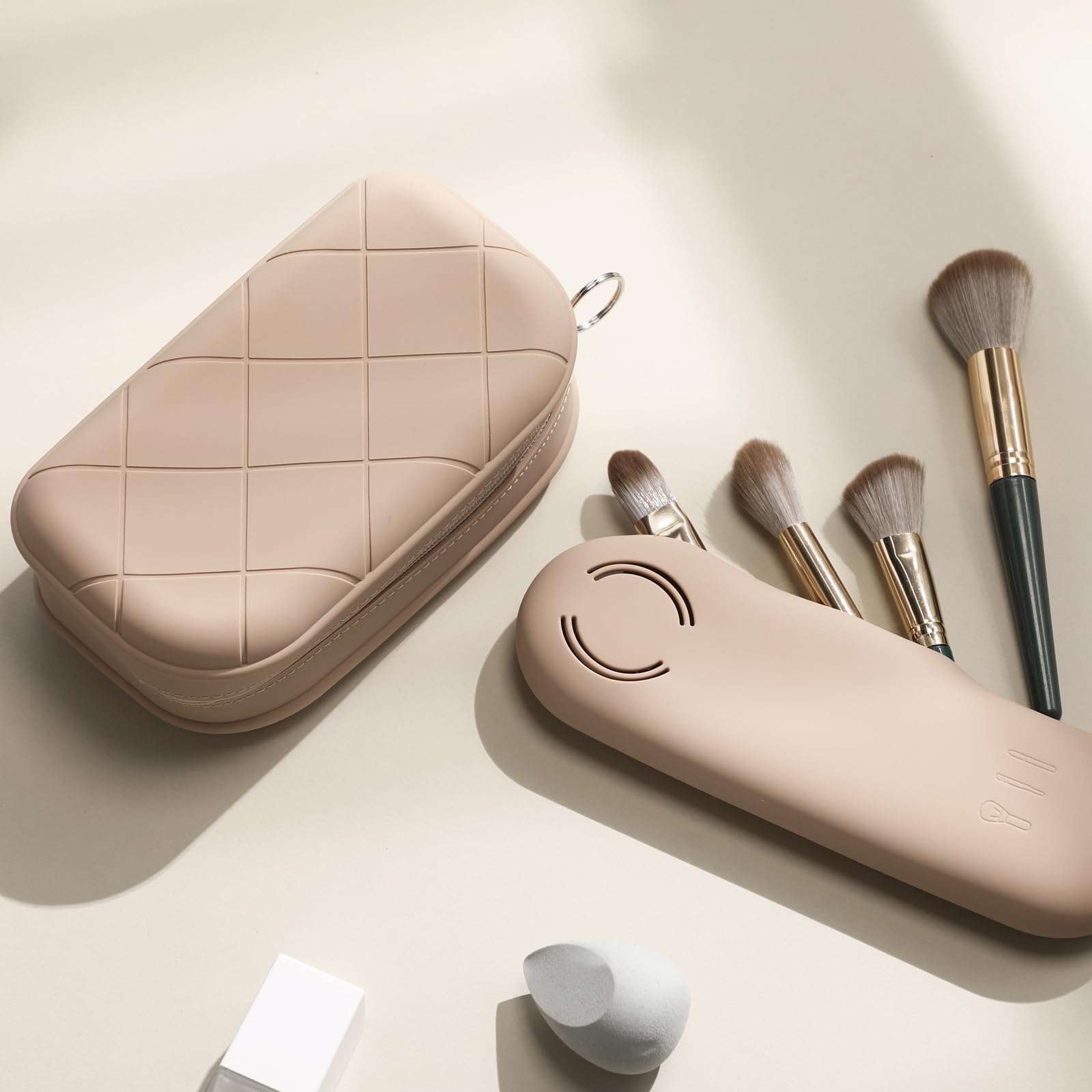 2 Pack Waterproof Silicone Makeup Brush Holder & Travel Toiletry Organizer - Portable Cosmetic Pouch for Women, Ideal for Gym, Beach, and Daily Use