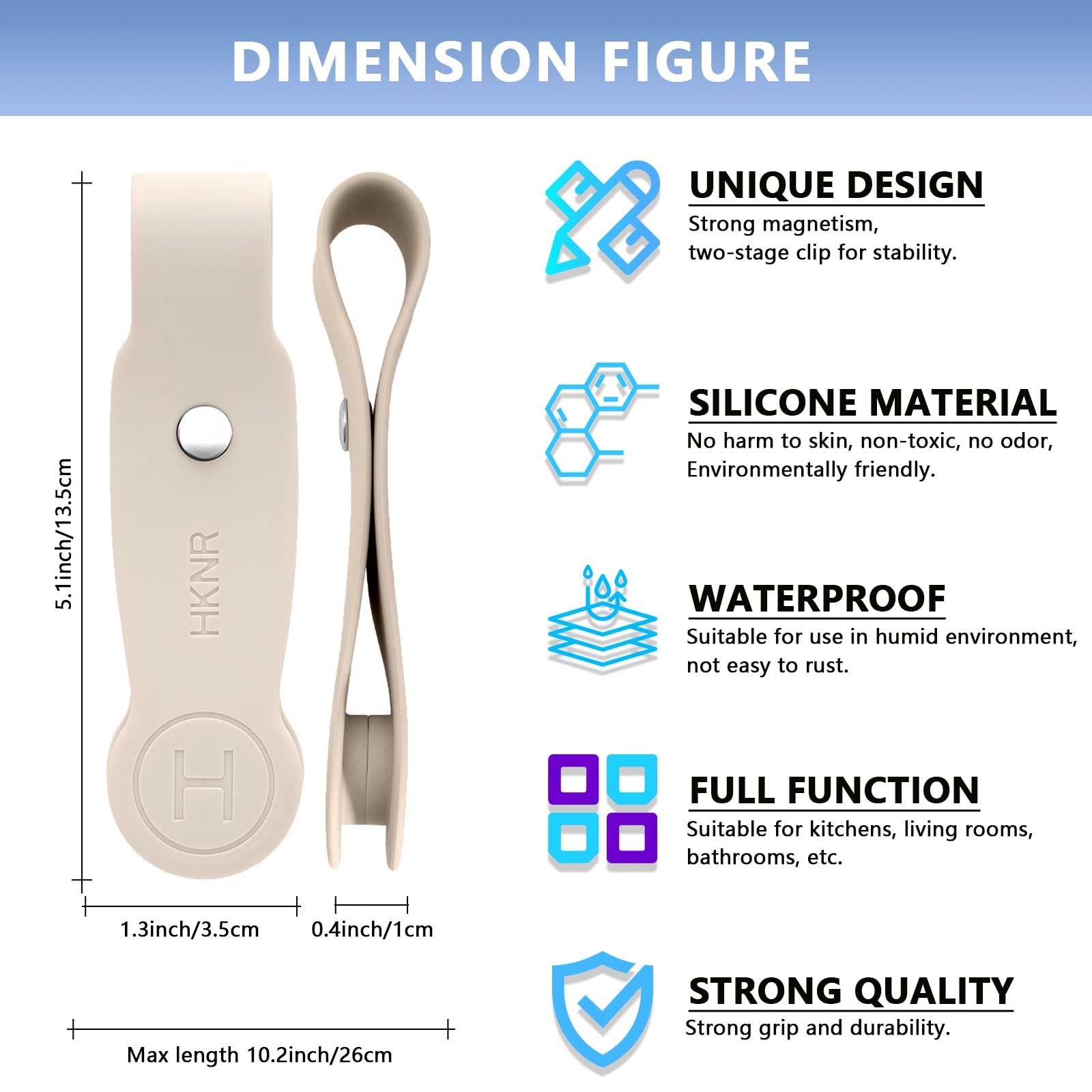 1 Pcs Strong Magnetic Towel Clips for Kitchen - Waterproof Silicone Towel Holder - Multi-Purpose for Bathroom, Kitchen & Outdoor Use (Beige) - Perfect for Hanging Towels, Aprons & Utensils in Home & Camping