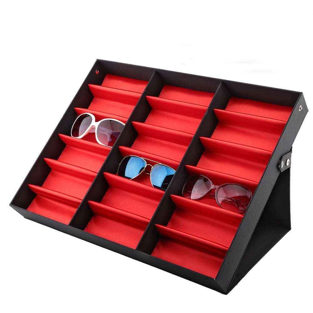 18 Grids Acrylic Glasses Display Stand - Sunglasses Storage Box & Jewelry Organizer with Watch Holder - Perfect for Eyewear Retail Stores, Home Organization, and Watch Collections