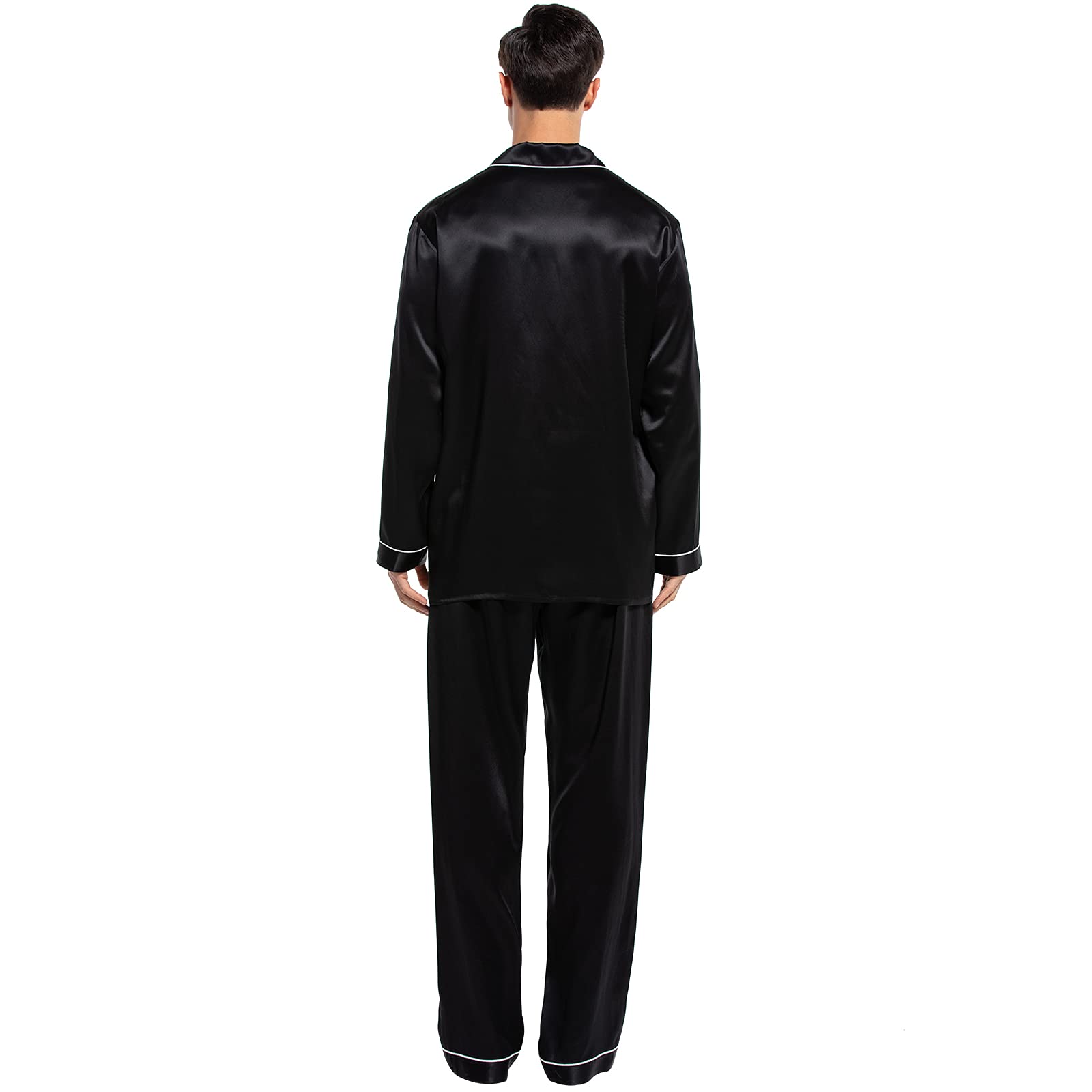 Luxury Men's Silk Pajama Set - 2PC Long Sleeve Button Down Sleepwear for Men | Soft & Breathable Silk PJs for Comfortable Sleep, Lounge & Relaxation at Home