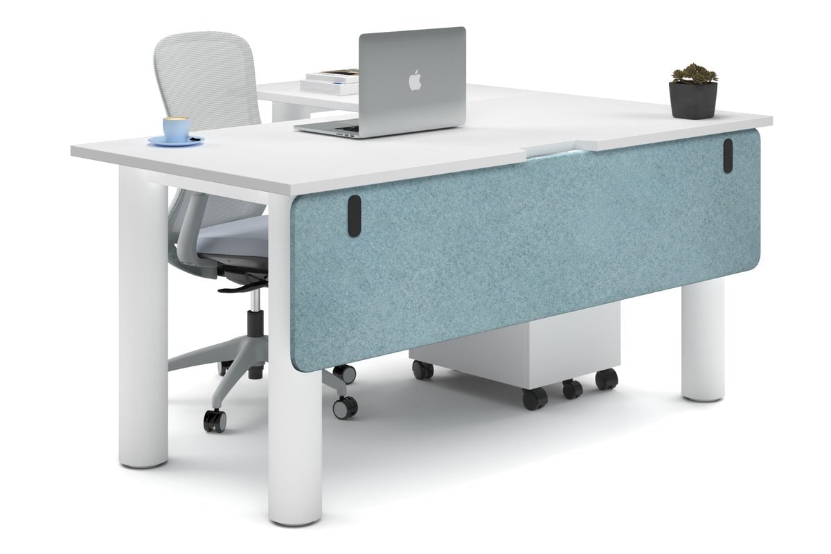 Premium L-Shaped Corner Office Desk with Quadro Cylinder Legs - 1600L x 1550W Workstation with Cable Management Scallop - Perfect for Home Office, Study Room & Small Business Workspace