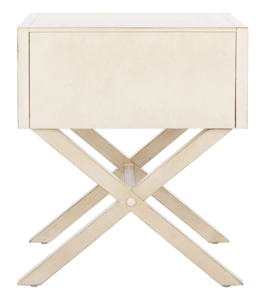 Antique White Modern Nightstand with One Drawer - Perfect for Bedroom, Living Room, or Guest Room - Cross Base Design for Stylish Home Decor