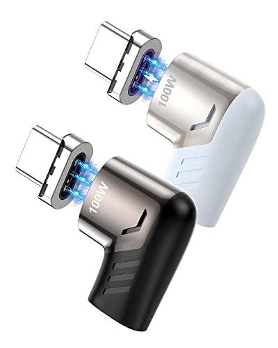 Kuulaa 2-Pack USB C Magnetic Adapter - Right Angle 5-Pin Connector | USB C to USB C | 100W PD Fast Charging & 480Mbps Data Transfer | Compatible with Phones, Laptops & Tablets | Perfect for Travel, Office & Home Charging