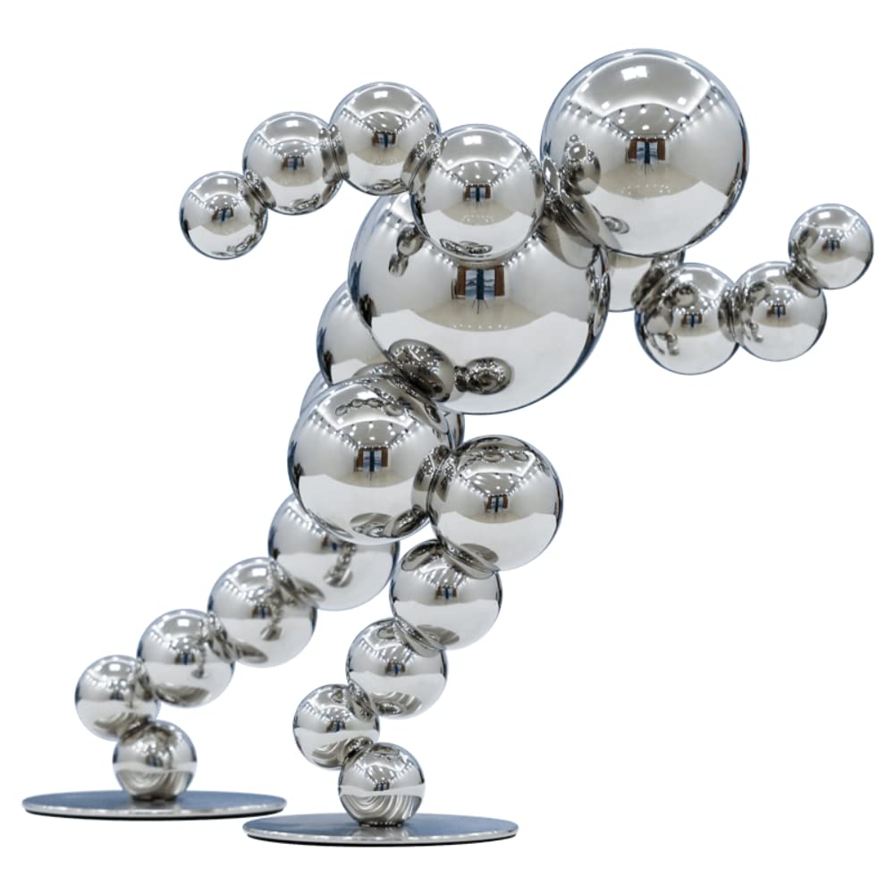 Running Man Statue Shelf Decor - Silver Metal Sculpture for Home, Office & Sports Fan Room | Unique Gift Idea for Runners & Athletes | Perfect for Work Desk, Living Room & Man Cave Decor