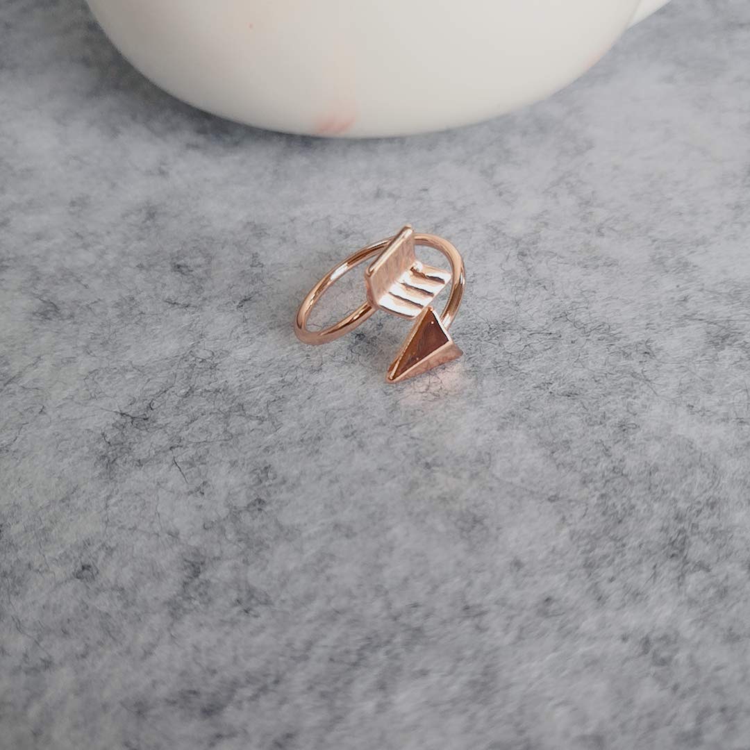NOUMANDA Adjustable Gold Silver & Rose Gold Plated Arrow Rings for Women - Dainty Minimalist Stackable Jewelry for Everyday Wear, Gifts & Special Occasions