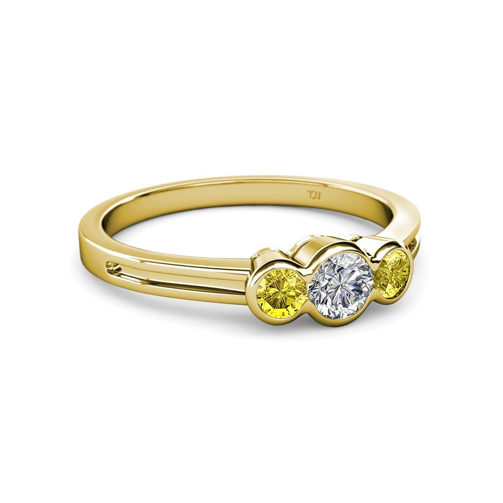 0.50ct Diamond & Yellow Sapphire Ring in 14K Gold for Wedding & Engagement