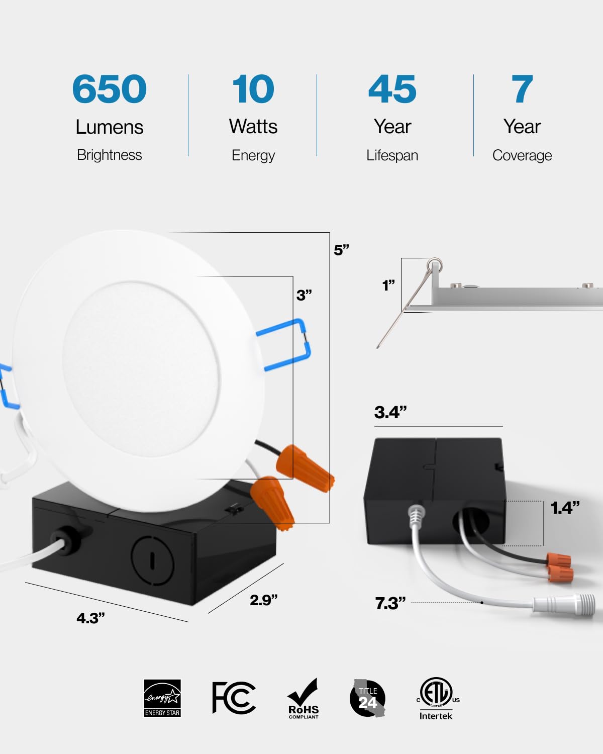 Sunco 12 Pack 4 Inch Ultra Thin LED Recessed Lights - Slim Canless Ceiling Lighting, 650LM 10W (60W Equivalent), 4000K Cool White, Dimmable, ETL Certified - Perfect for Kitchen, Bathroom, Hallway & Bedroom Lighting