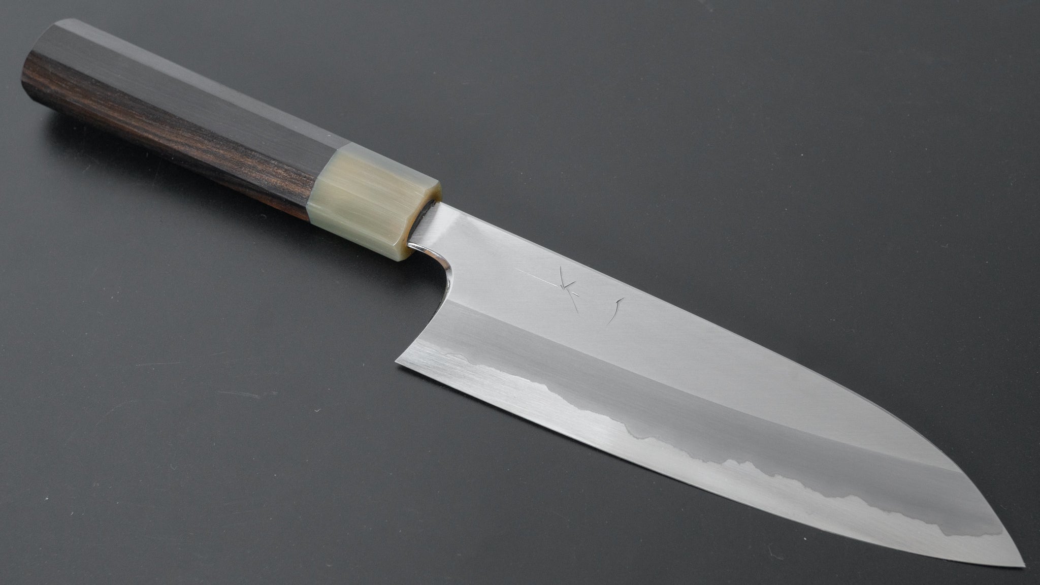 Premium Hitohira Togashi Blue #1 Stainless Clad Santoku Knife 180mm with Taihei Makassar Ebony Handle - Japanese Chef Knife for Professional Cooking, Slicing & Dicing Vegetables, Meat & Fish