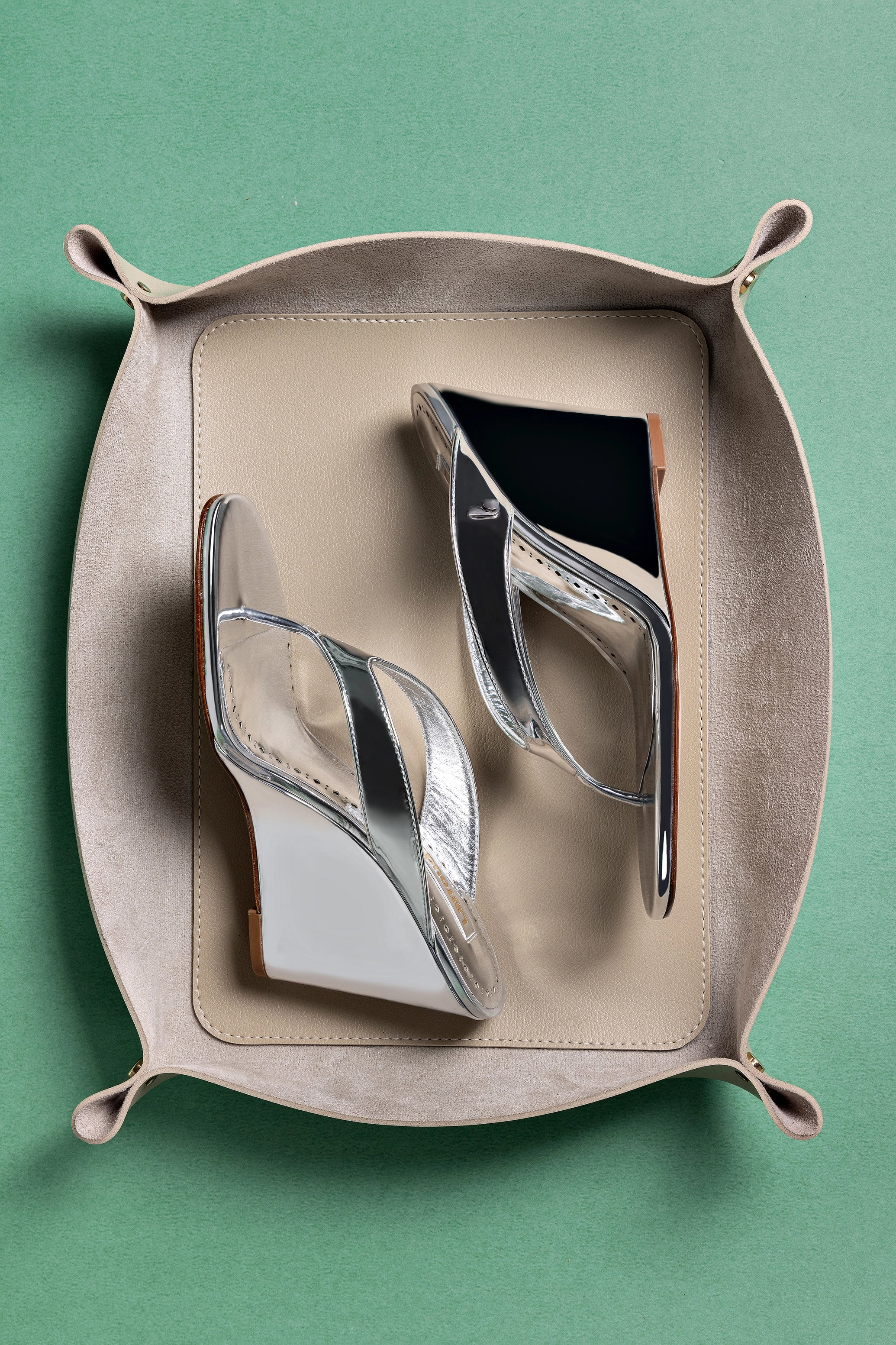 Gaia Wedge Sandal in Silver Specchio - Women's Comfortable Summer Platform Sandals for Beach, Vacation & Casual Outings