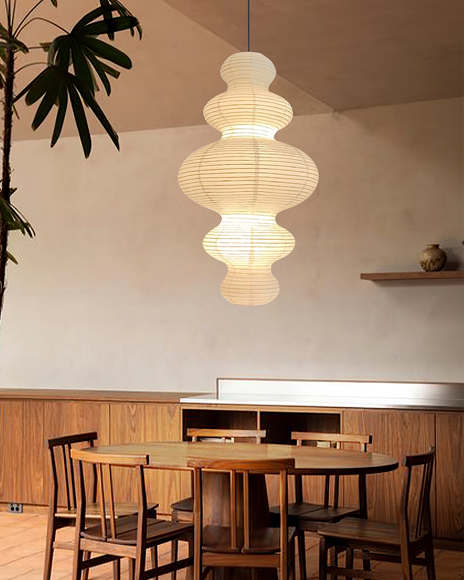 Akari Juni Pendant Swag Lamp - Modern Japanese Paper Light Fixture for Bedroom, Living Room & Dining Room Decor