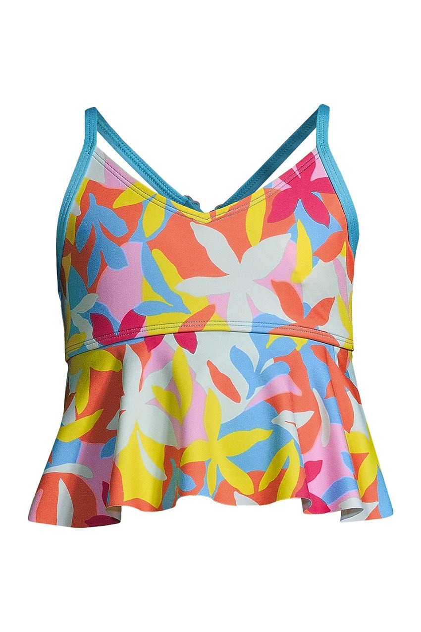 Lands' End Girls Ruffle Tankini Swimsuit Top - Cute Swimwear for Kids, Beach & Pool Party Outfit