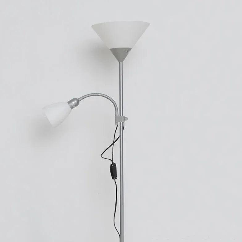 Modern White Dual Light Upright Plug-In Floor Lamp for Living Room, Bedroom & Office - Adjustable Brightness Reading Light with On/Off Switch