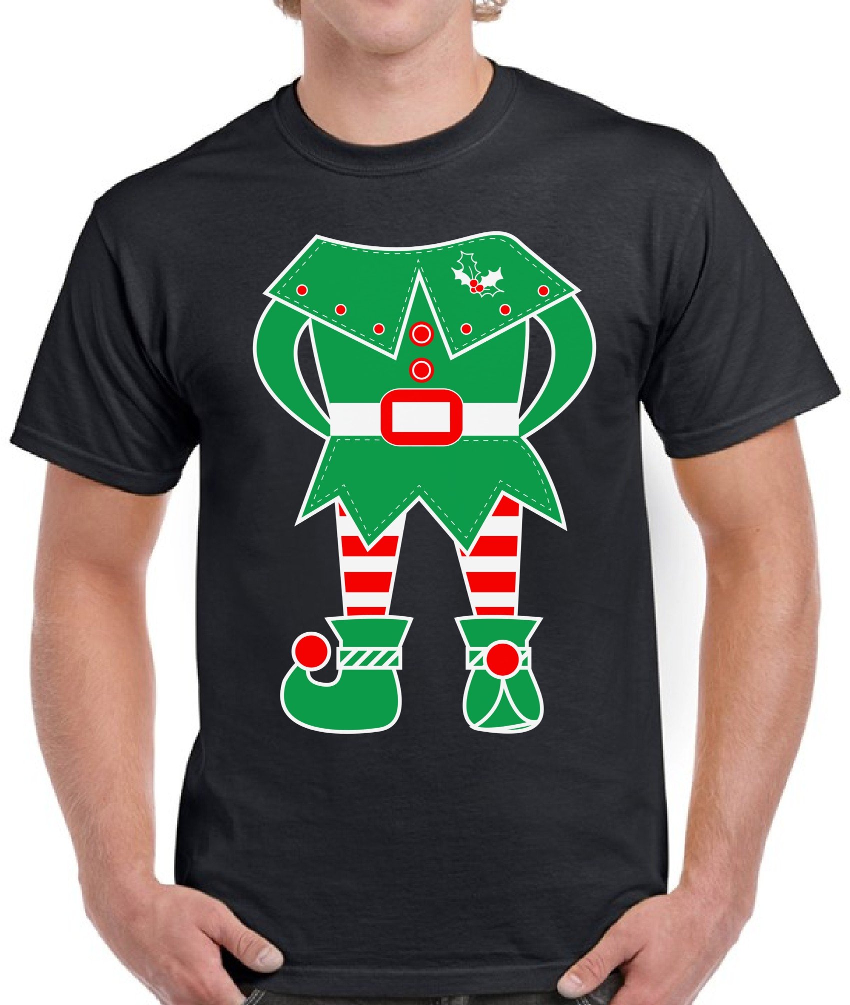 Vizor Elf Costume Shirt - Funny Ugly Christmas T-Shirt for Men | Holiday Party Outfit & Festive Gift Idea for Xmas