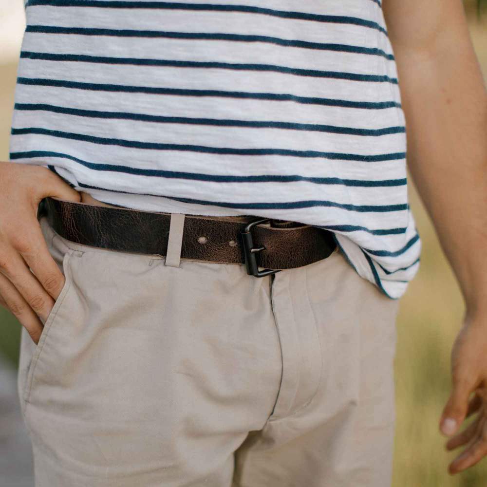 Rustic Glazed Leather Jean Belt for Men & Women - 1.5