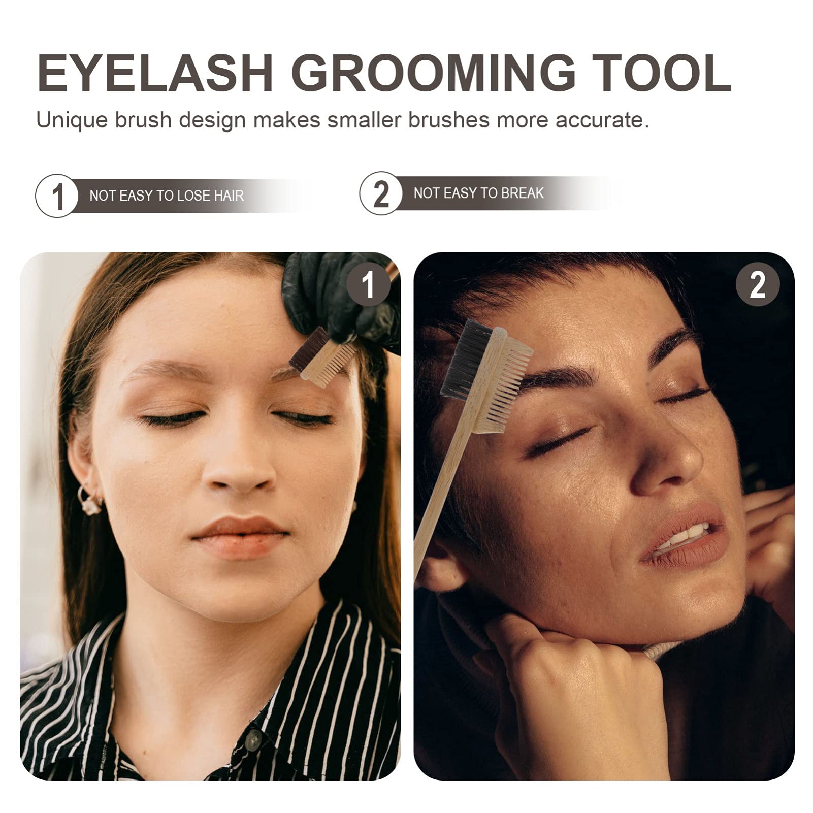 Dual Comb Brow Brush & Eyelash Comb - Wooden Handle Steel Teeth Makeup Tool for Eyebrow Grooming & Lash Separation - Perfect for Professional Makeup Artists & Home Beauty Routines