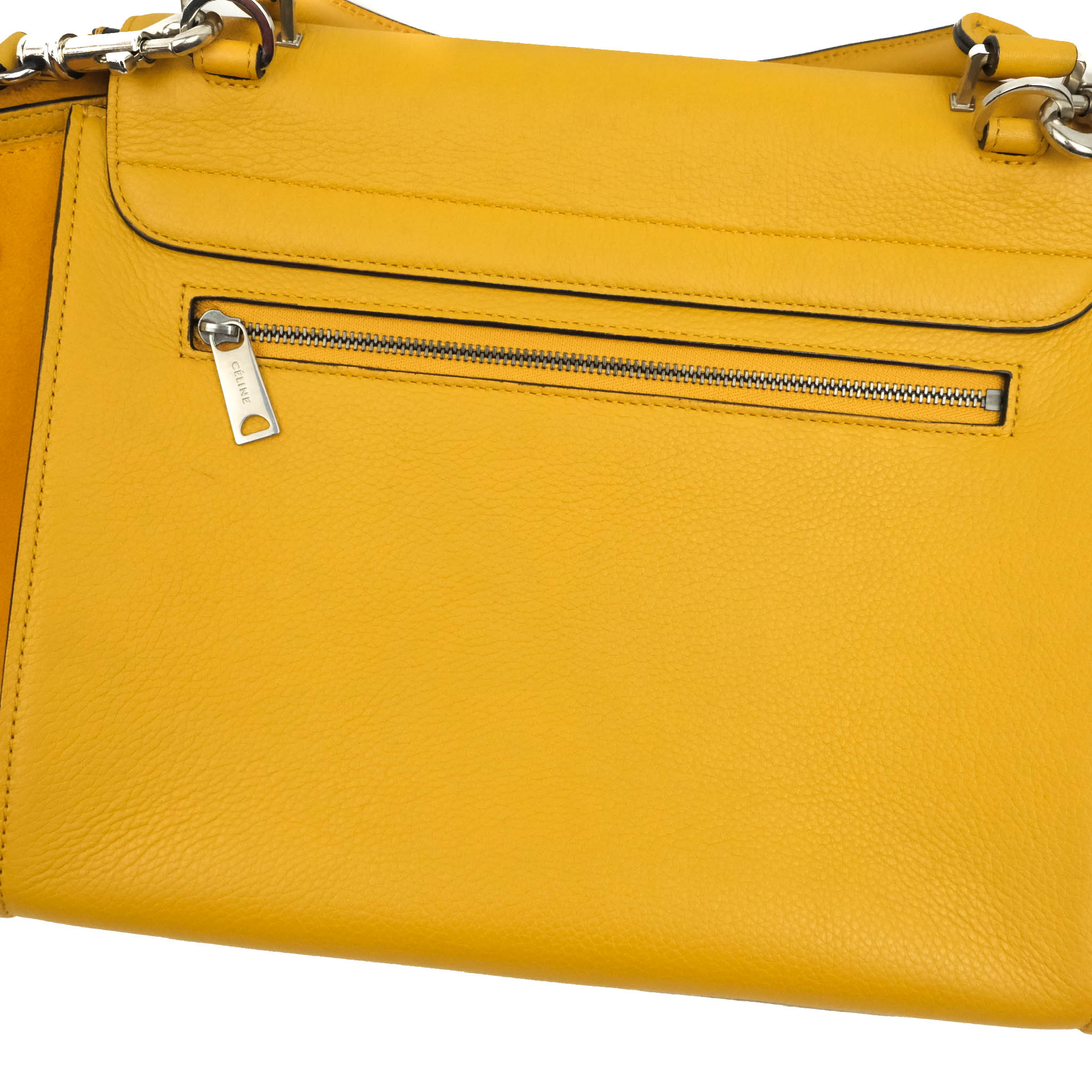 Celine Small Trapeze Bag in Mustard Yellow - Genuine Grained Calfskin Leather Crossbody Purse for Women | Perfect for Work, Travel & Everyday Use