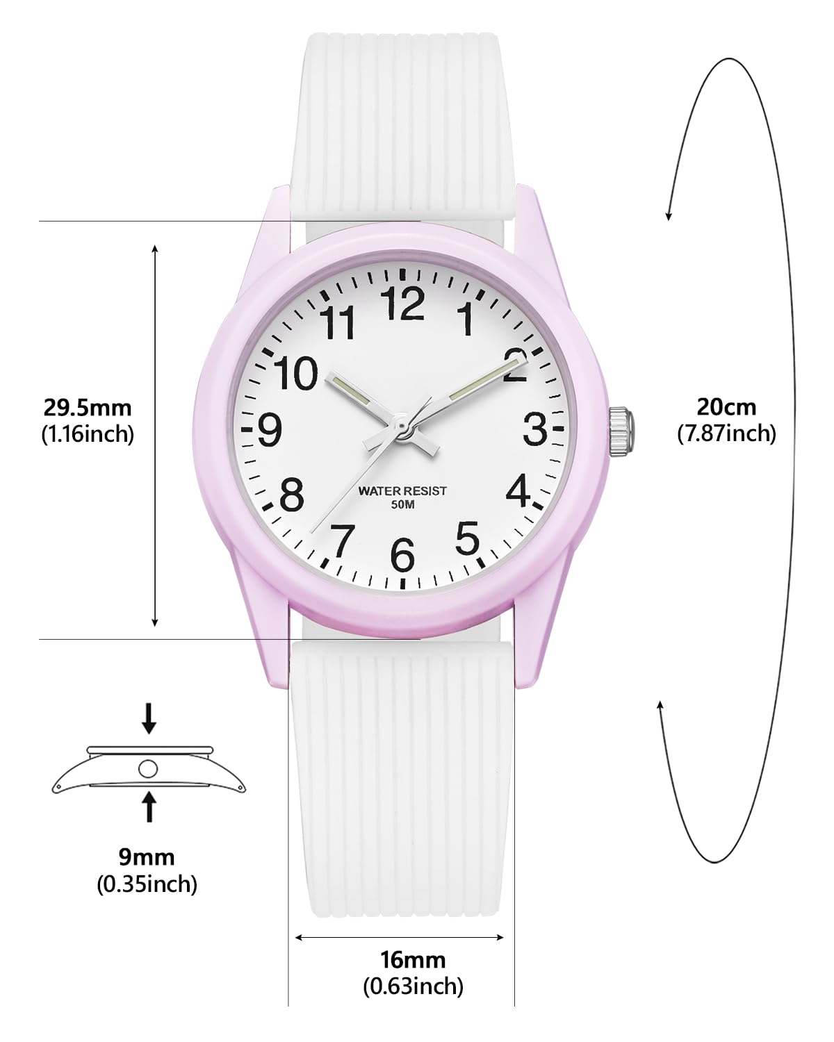 CIVO Kids Analog Watch - Waterproof, Luminous, Silicone Strap for Girls & Boys 5-12 | Perfect for Swimming & School