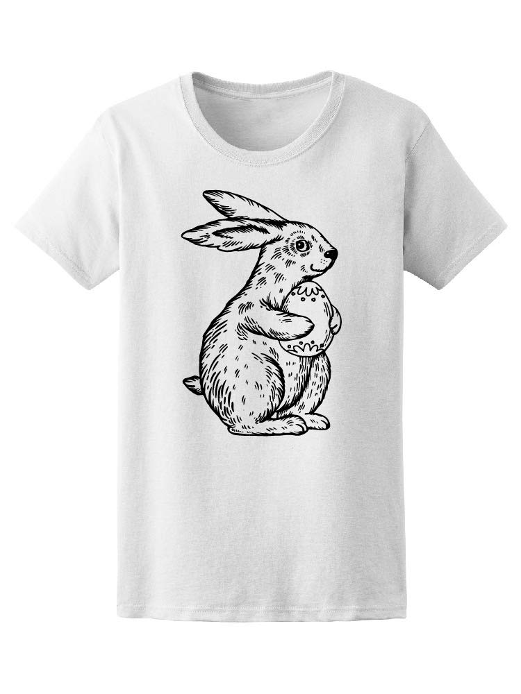 Smartprints Easter Bunny Holding Egg T-Shirt for Men - Funny Holiday Graphic Tee for Easter Celebrations, Family Gatherings & Spring Festivals