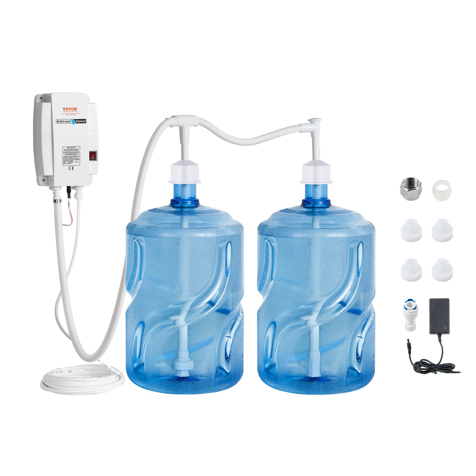 VEVOR 5 Gallon Bottled Water Dispenser Pump System - Automatic Electric Double-Pipe Water Jug Pump for Home & Office - Compatible with Coffee Makers, Tea Machines, Refrigerators & Ice Makers - Perfect for Kitchens, Break Rooms & Commercial Use