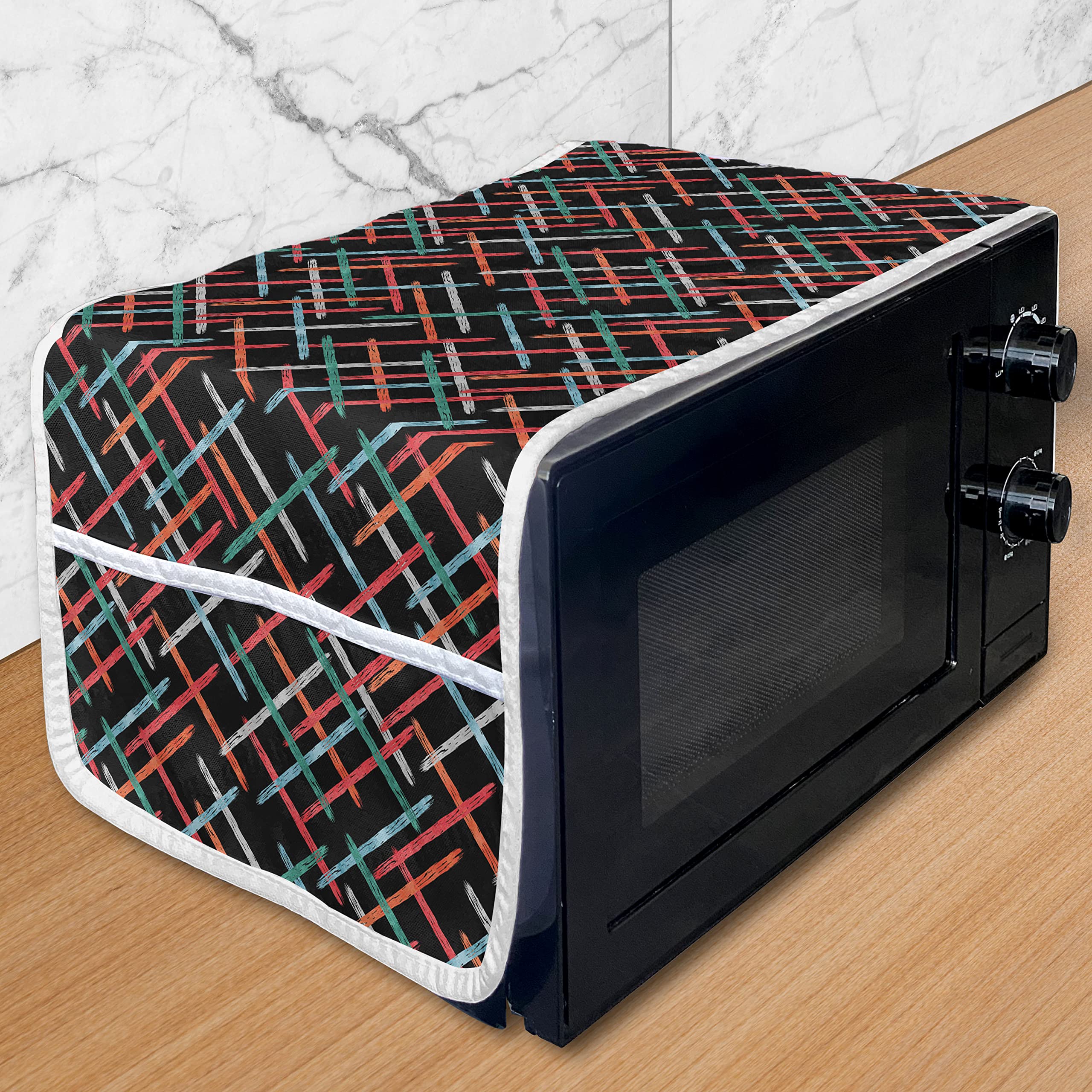 Ambesonne Abstract Microwave Cover - Waterproof Kitchen Organizer with Pockets, 36