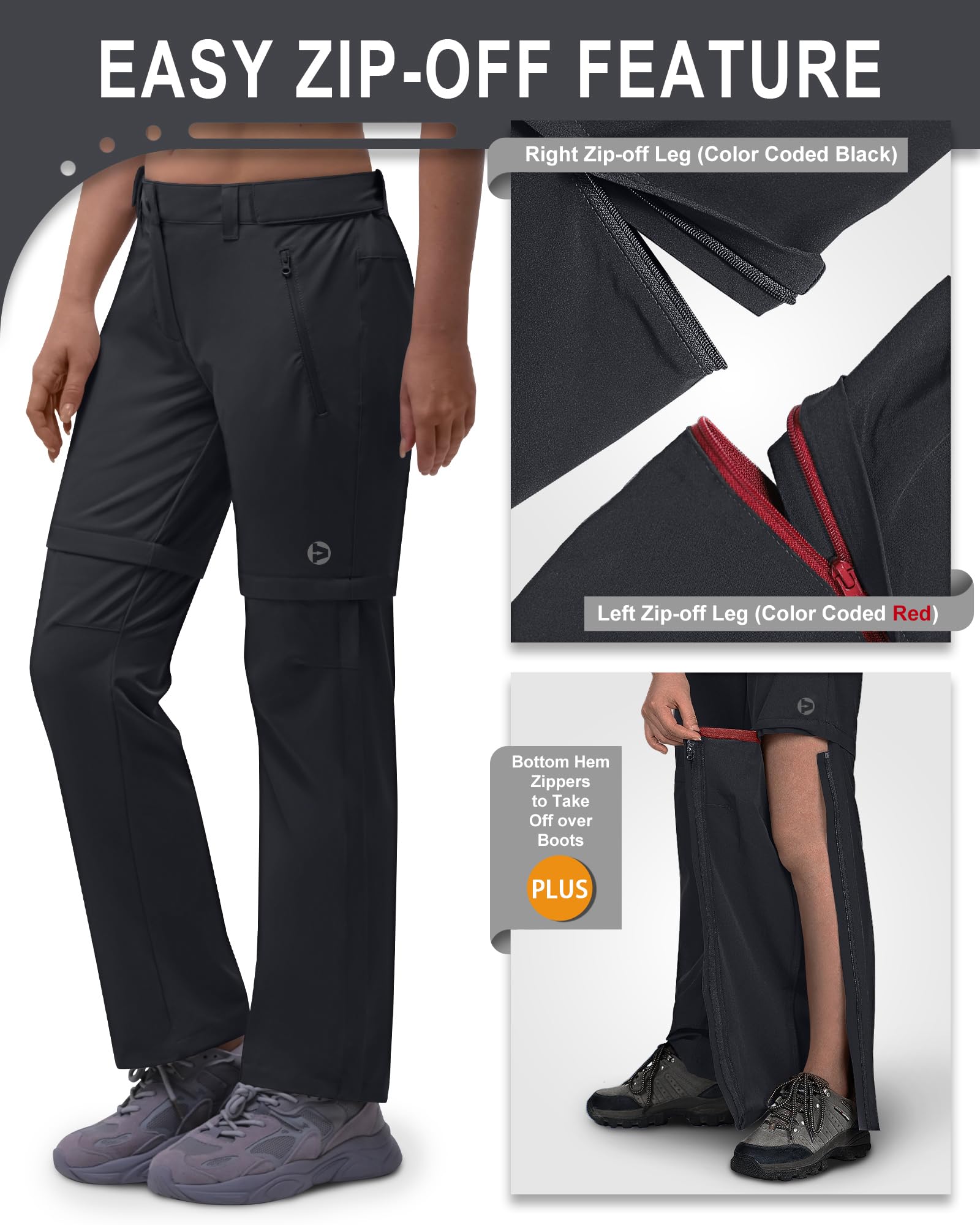 Outdoor Ventures Women's Convertible Hiking Pants - Quick Dry, Lightweight Stretch Zip-Off Cargo Pants for Travel, Camping & Outdoor Adventures