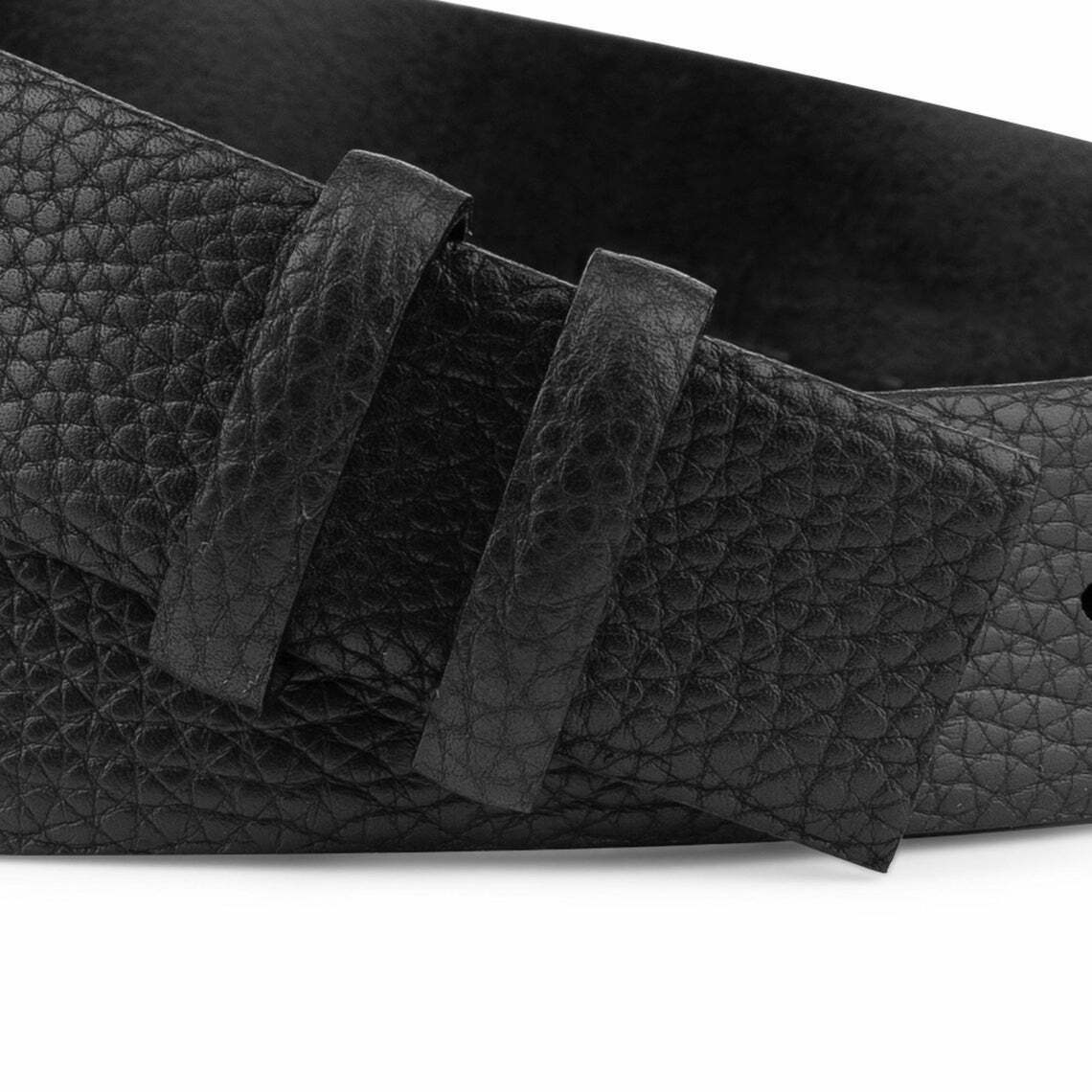 Premium Black Soft Leather Belt for Men - 35mm Pebbled Calfskin Strap Compatible with Ferragamo Buckles | Perfect for Office, Casual Wear & Formal Occasions