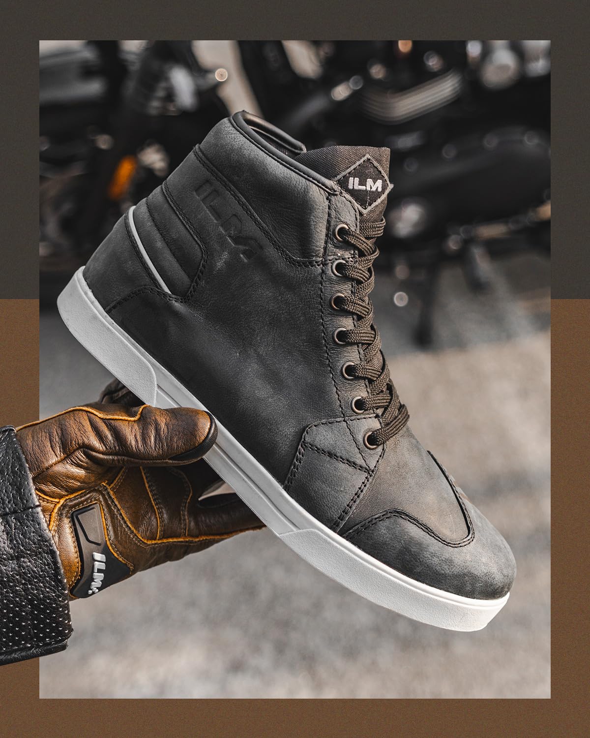 ILM Men's Motorcycle Riding Shoes - Anti-Slip Leather Waterproof Breathable Street Bike Boots - Protective Gear for Urban Commuting & Long Distance Rides (UB32)