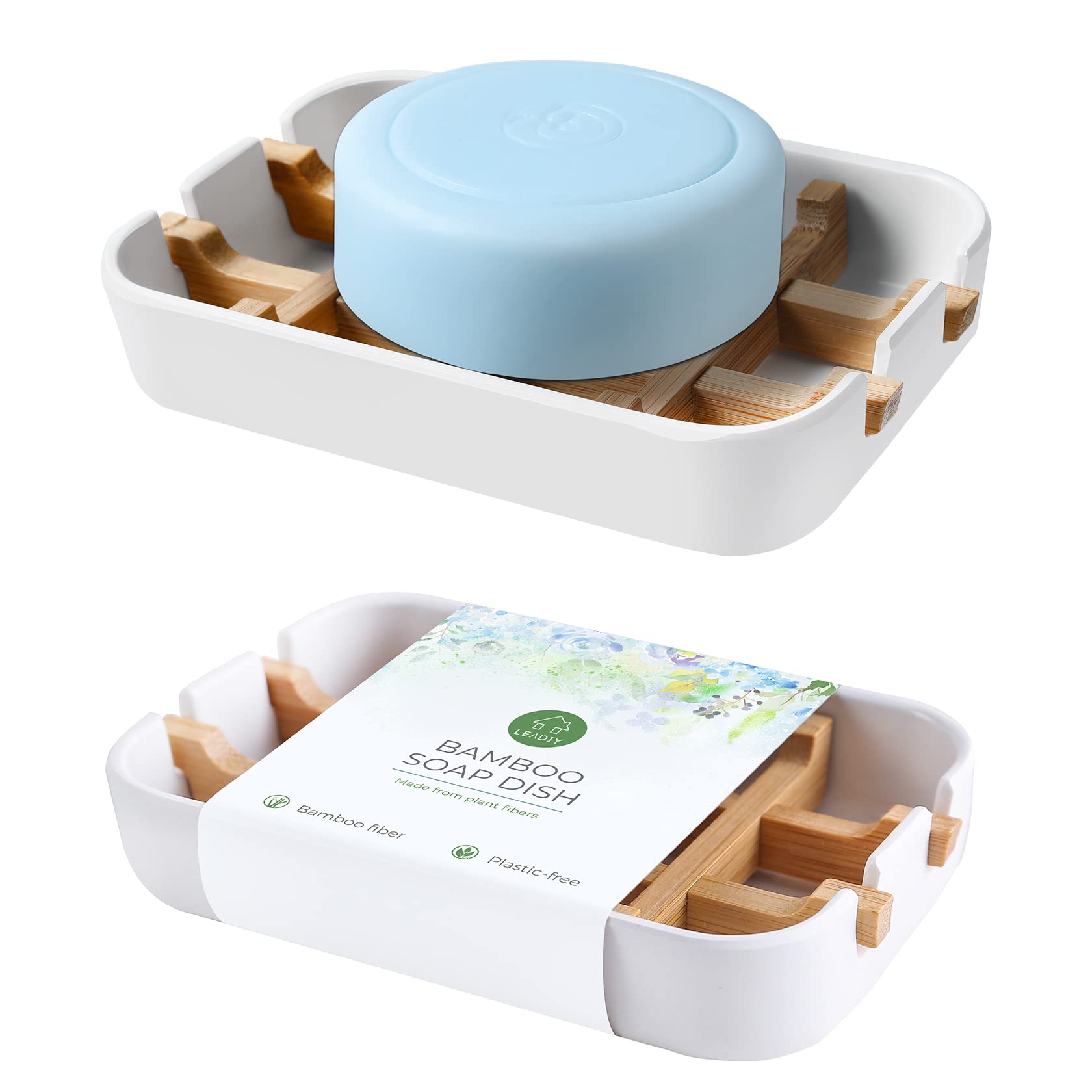 Eco-Friendly Bamboo Soap Dish Holder Set (2-Pack) - Removable Bathroom Soap Tray for Sink Countertop - Perfect for Bathroom, Kitchen & Travel Use
