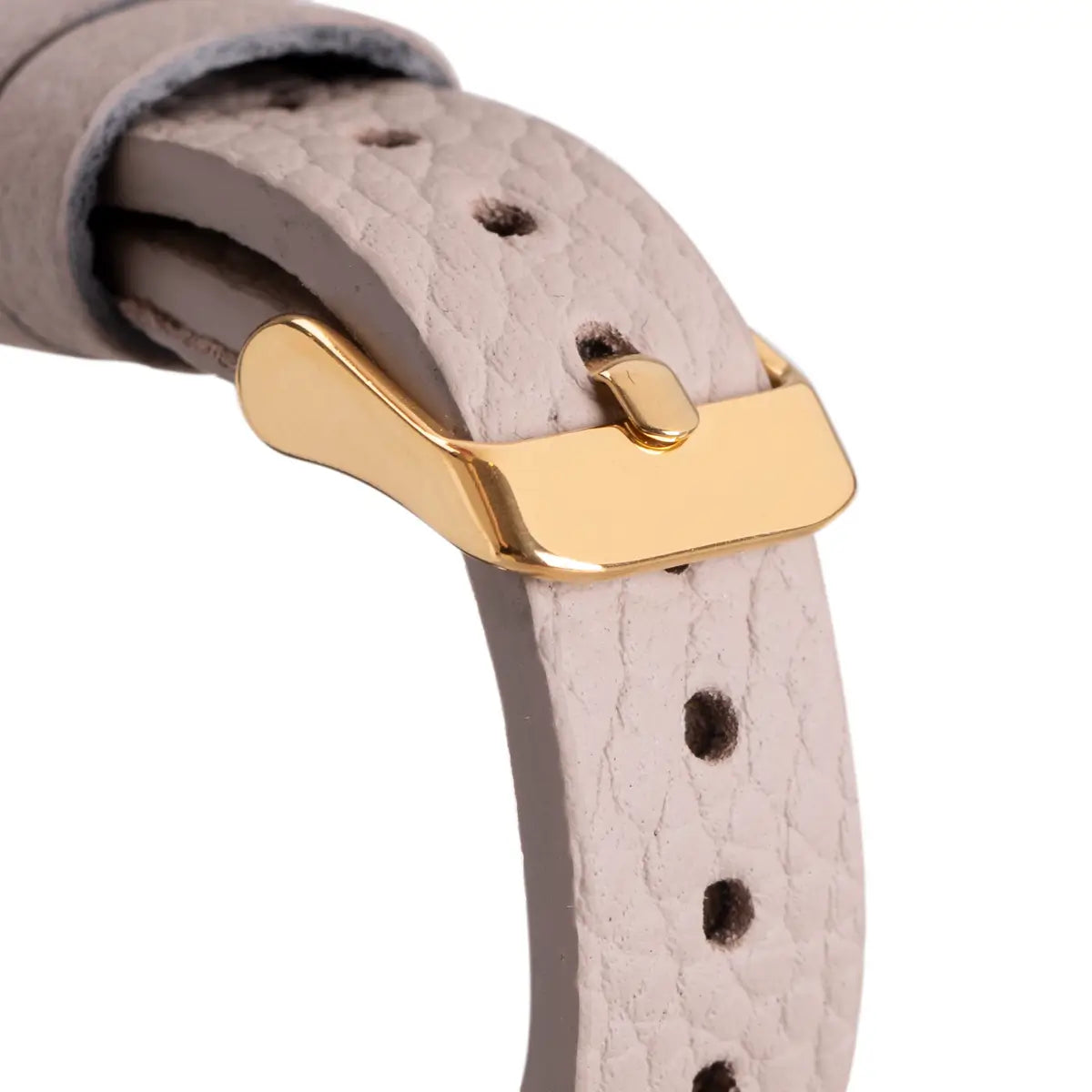 Slim Beige Leather Apple Watch Band with Gold Rivet - Premium Replacement Strap for Work, Gym & Everyday Wear