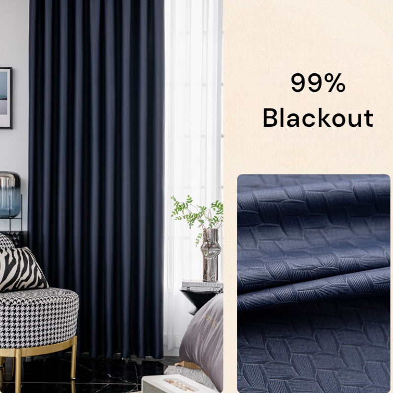 Aviana Blackout Curtains with Embossed Diamond Design - Custom Size for Bedroom & Living Room - Noise Reducing & Thermal Insulated Window Treatments for Home Decor