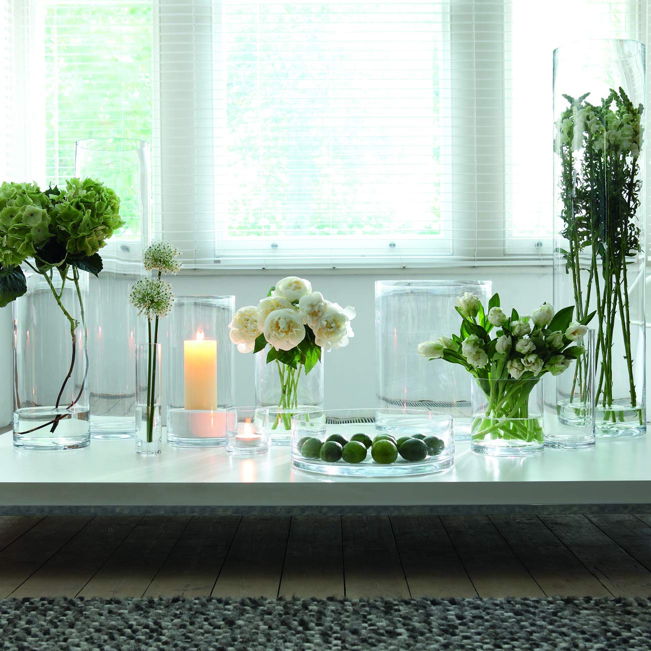 LSA International 40 cm Clear Glass Column Vase and Candle Holder for Wedding Centerpieces, Home Decor, and Event Styling