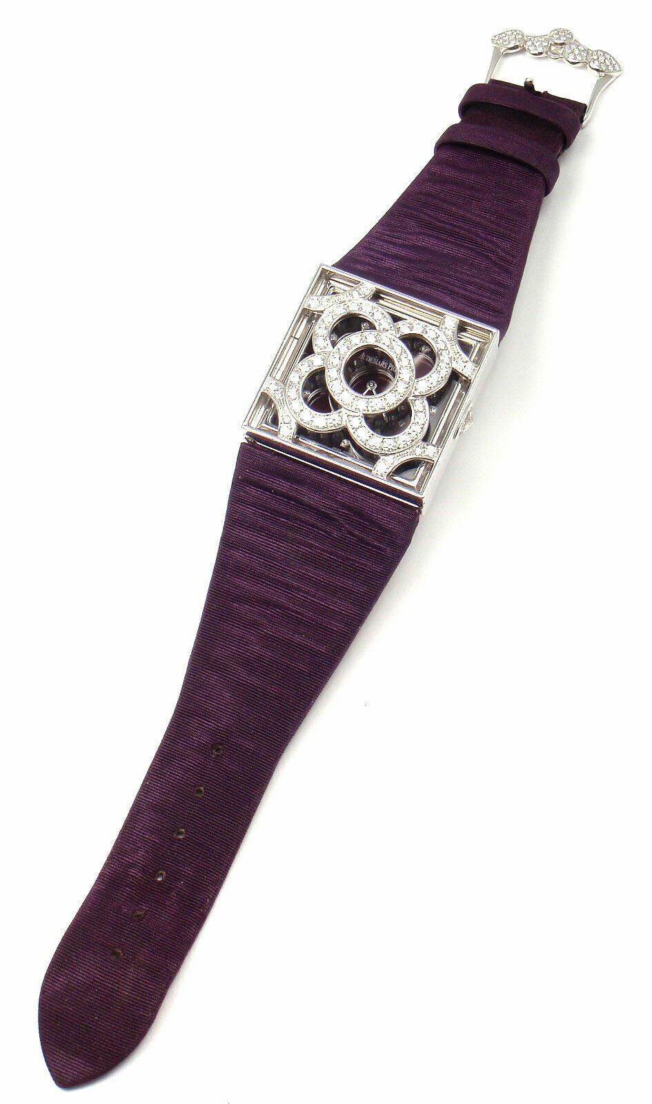 Authentic Audemars Piguet Danae 18k White Gold Diamond Ladies Watch - Luxury Swiss Timepiece for Women, Elegant Satin Strap, Perfect for Gifts & Special Occasions