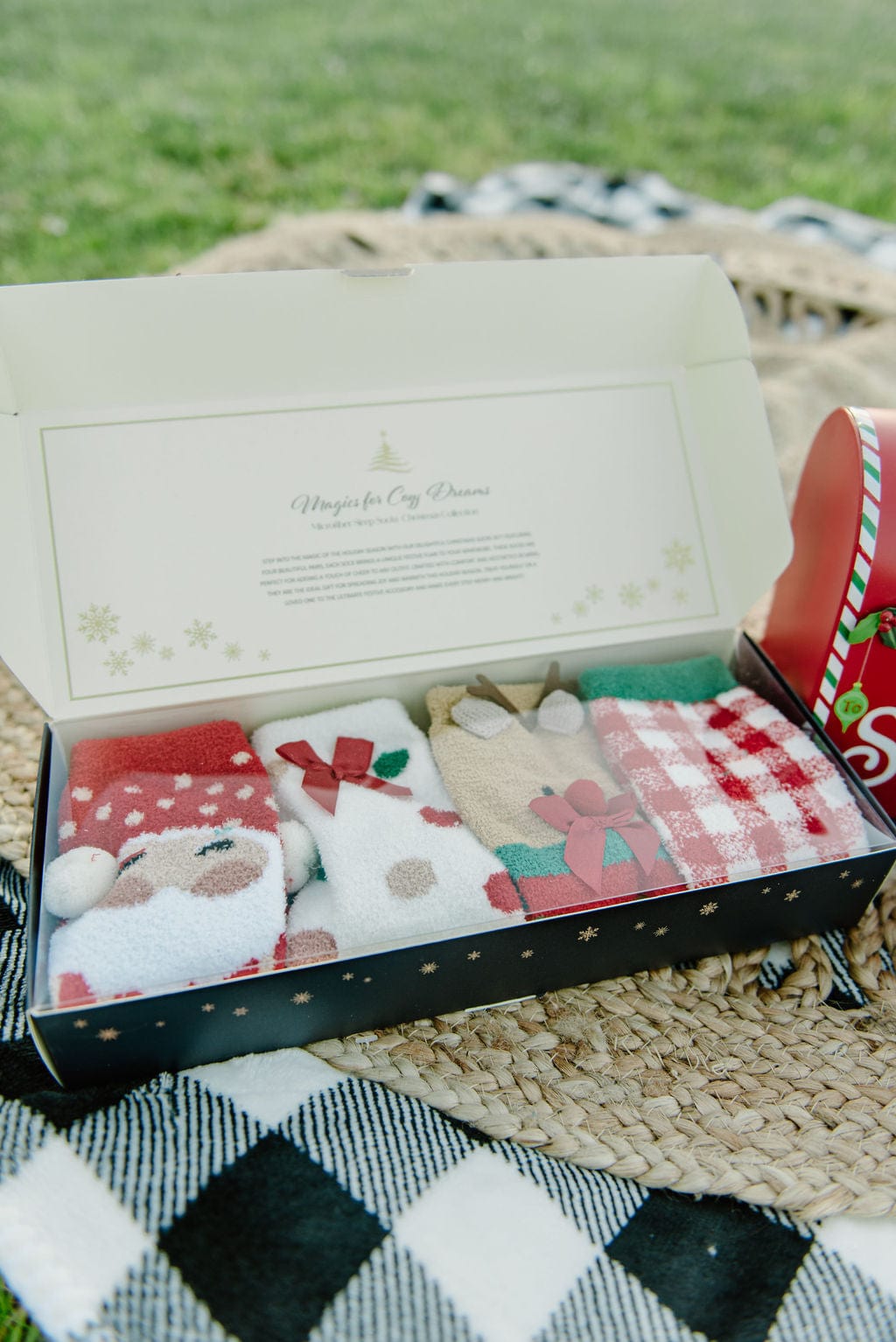 Santa Assorted 4 Pack Fuzzy Socks - Cozy Christmas Holiday Gifts for Women & Men - Perfect for Stocking Stuffers, Winter Warmth & Family Gatherings