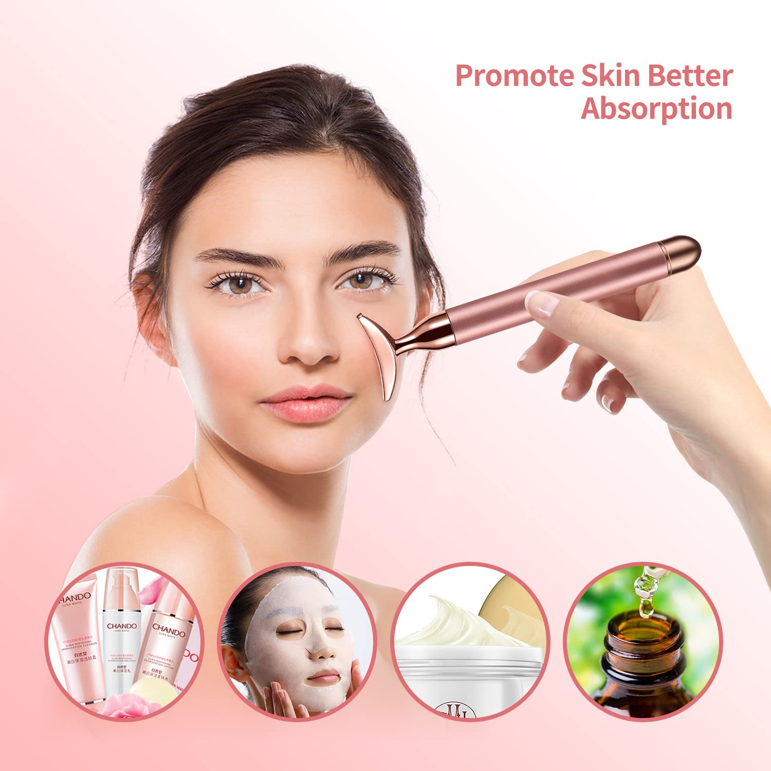 2-in-1 Electric Face Massager Roller with 3D Roller & Crescent Shape - Skin Tightening & Anti-Aging Facial Care Tool for Women | At-Home Spa Treatment & Travel Skincare Essential