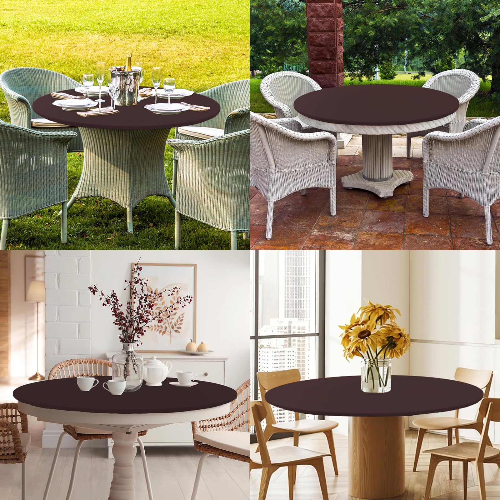 Elastic Waterproof Round Tablecloth - Washable Polyester for 45-56