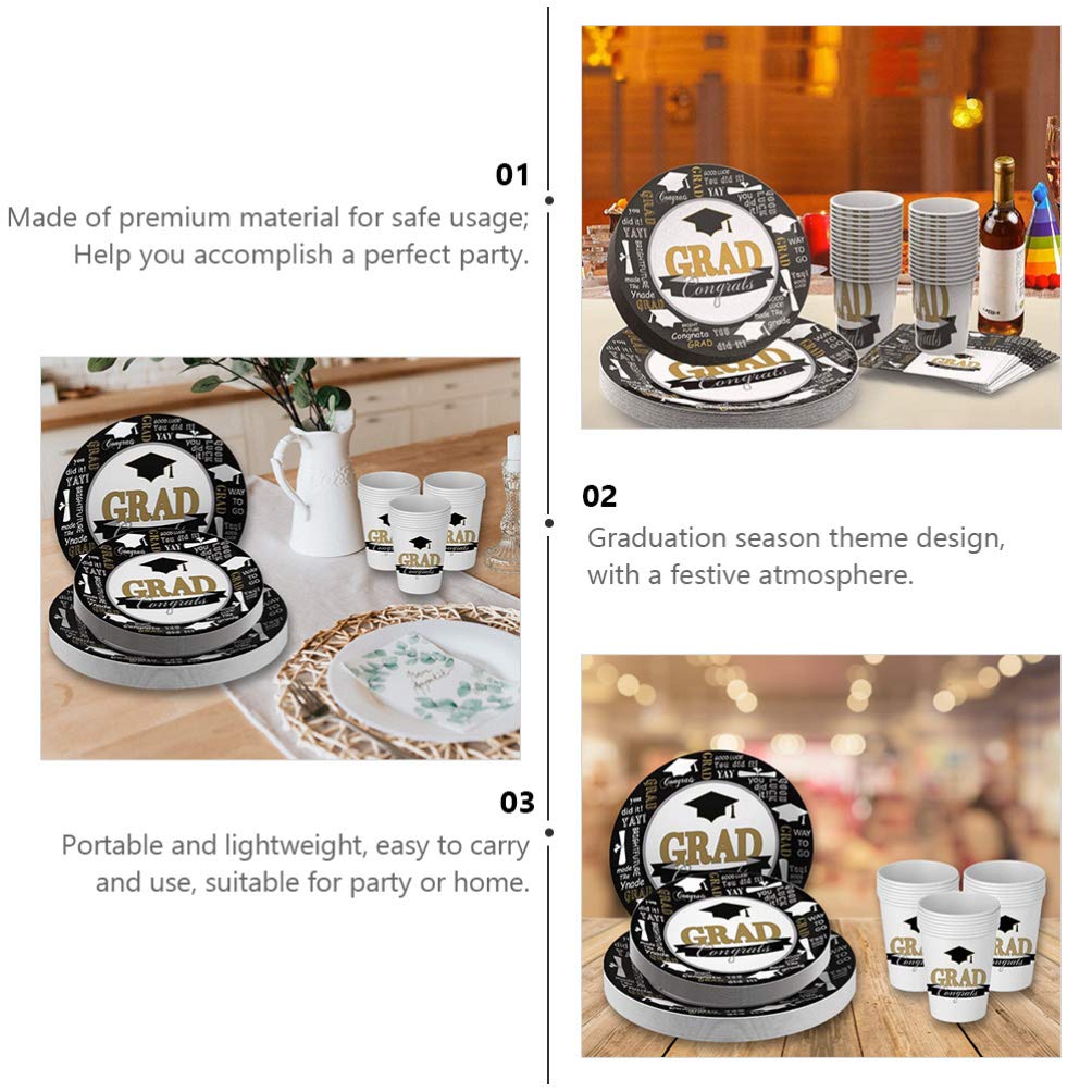 2024 Graduation Party Supplies Set - 68Pcs Disposable Dinnerware with Plates, Cups & Napkins - Perfect for School Graduation Decorations & Celebration Events