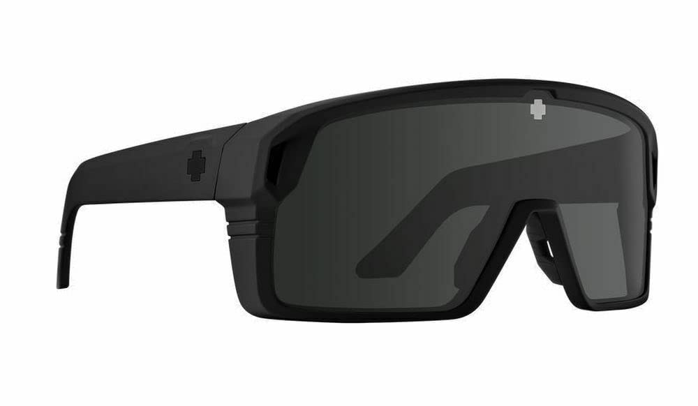 Spy Monolith Polarized Sunglasses Matte Black with Happy Gray Green & Polar Black Spectra Mirror Lenses - UV Protection for Driving, Fishing & Outdoor Activities