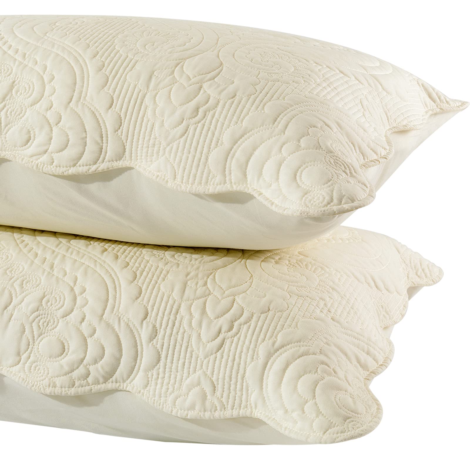 BOSOWOS King Size Quilted Pillow Shams Set of 2 - Soft Breathable Microfiber Decorative Pillow Covers with Envelope Closure (Light Yellow, 20x36 Inch) for Bedroom, Living Room & Guest Room Decor