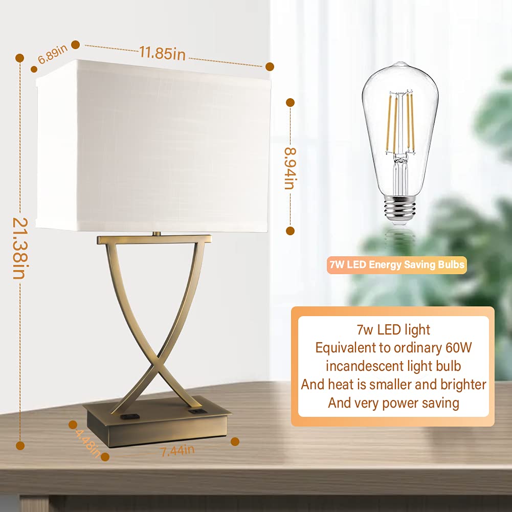 3-Way Dimmable Touch Control Table Lamp with USB-C & AC Outlet - 21.38