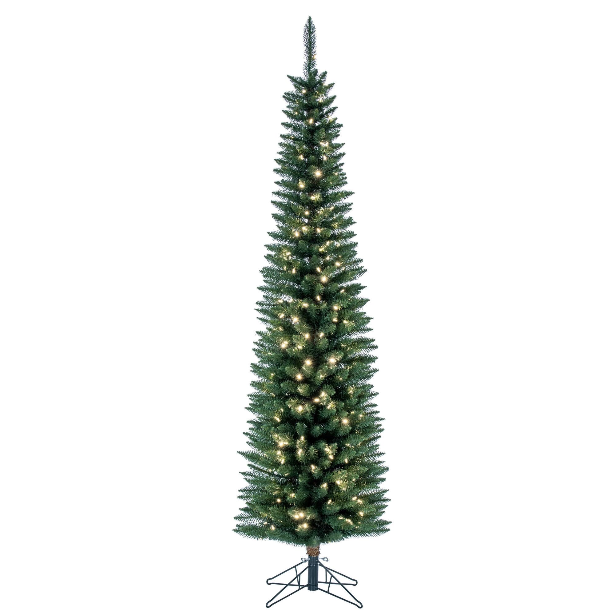 Vickerman 7.5' Durham Pole Pine Artificial Christmas Tree with Warm White LED Dura-lit Lights - Premium Faux Christmas Tree for Holiday Decor - Indoor Home Decoration for Living Room, Office & Party - Durable & Easy Assembly