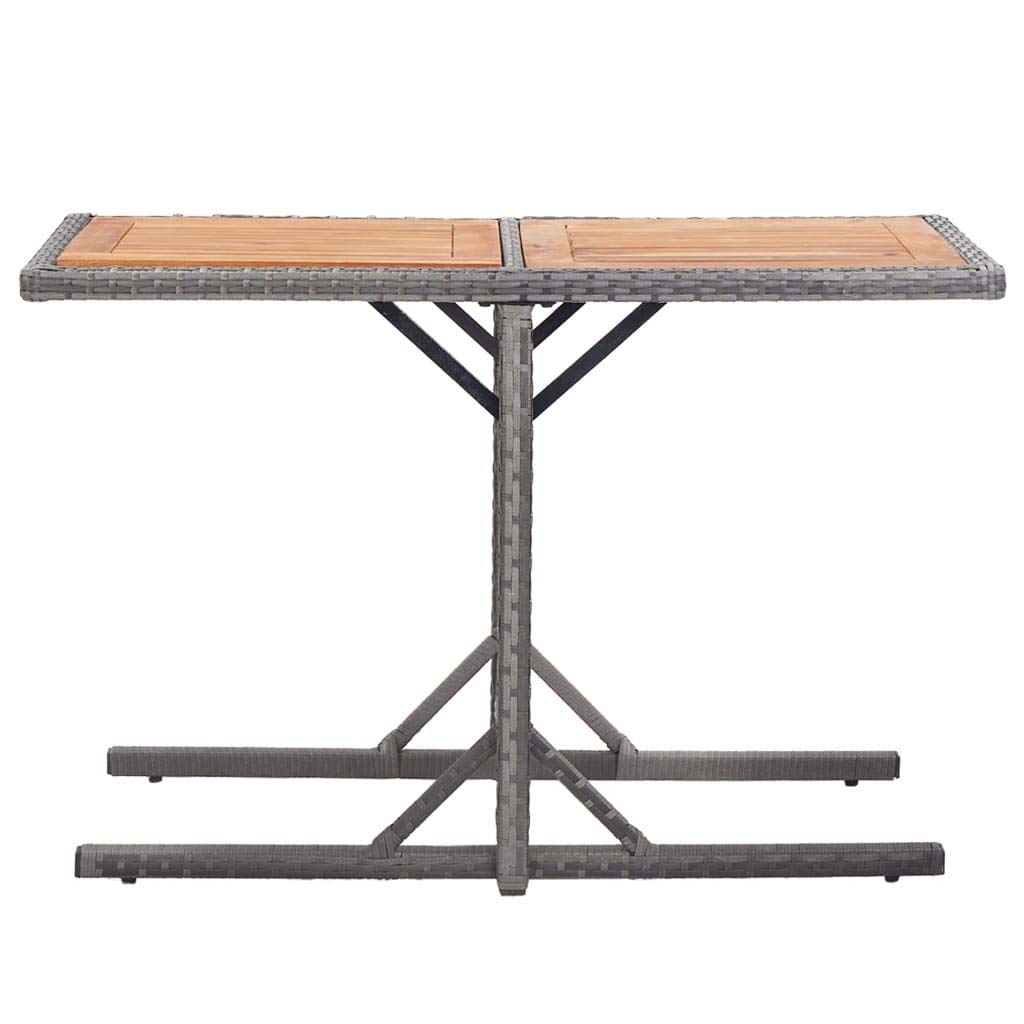 Premium FAMIROSA Outdoor Garden Table - Anthracite Poly Rattan & Solid Acacia Wood - Perfect for Patio, Deck, Backyard, and Poolside Dining