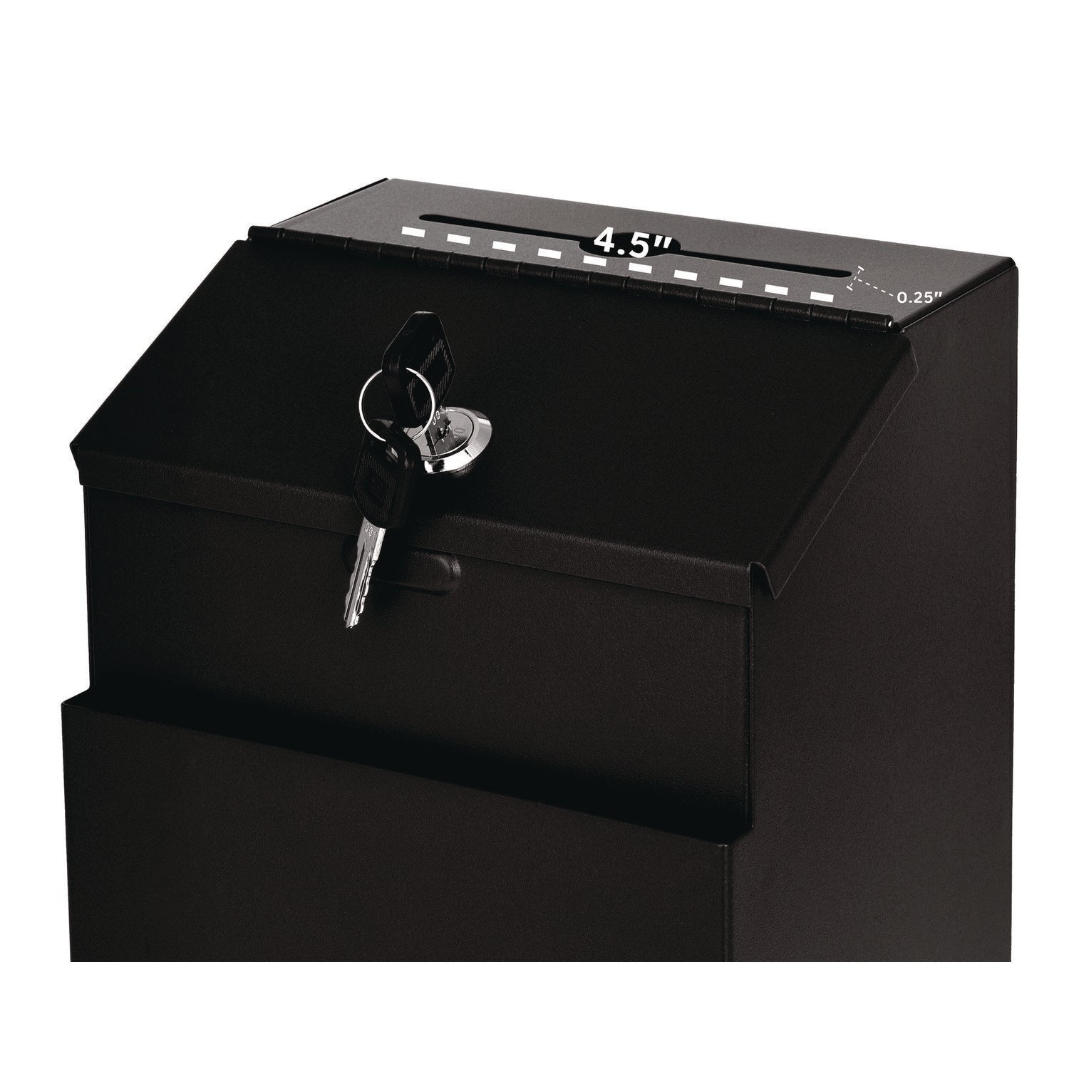 AdirOffice Wall Mountable Steel Secure Drop Box with Key - 7 x 6 x 8.5 Inch Stainless Steel 304 Lockbox - Black - Ideal for Offices, Retail Stores & Public Spaces for Secure Document & Key Drop-Off