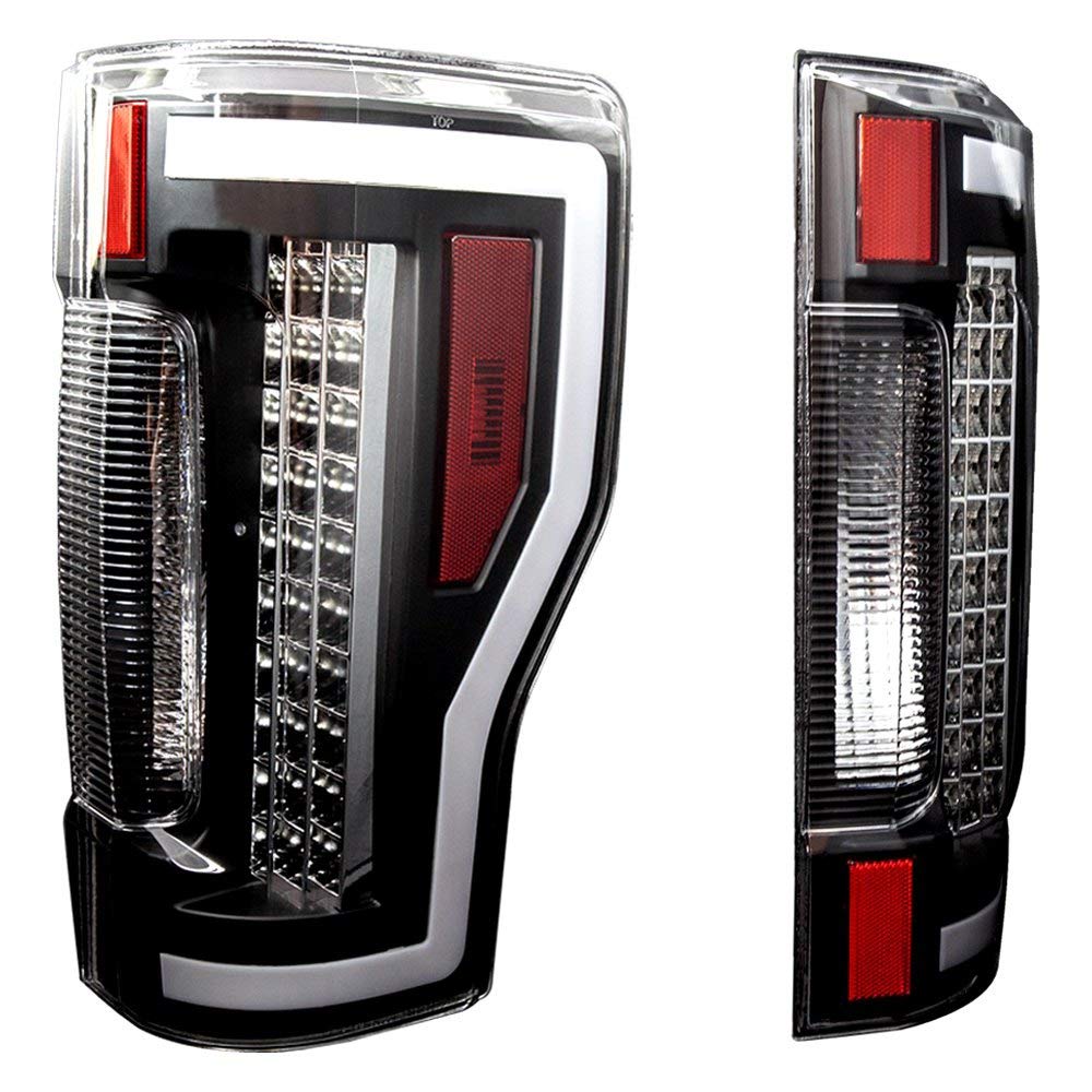Winjet Renegade Series LED Sequential Turn Signal & Brake Tail Lights - Compatible with 2017-2018 Ford F250/F350 Super Duty (Black/Clear) - Upgrade Your Truck Lighting for Better Visibility & Style