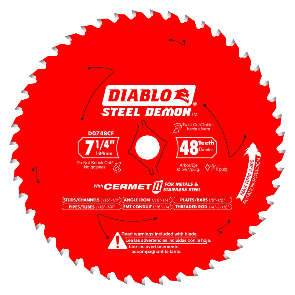 7 1/4 Inch 48-Tooth Cermet II Circular Saw Blade for Cutting Metal and Stainless Steel - 8-Piece Set - Perfect for Metalworking, Construction, and DIY Projects