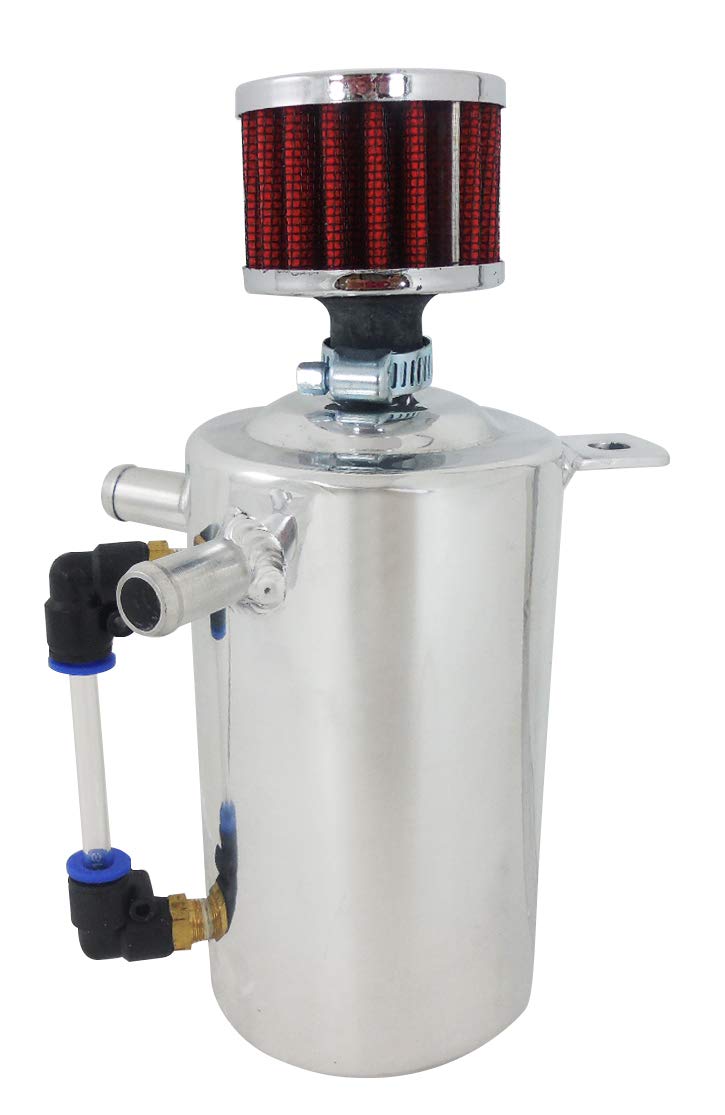 High-Performance R2505 Fabricated Aluminum Oil Catch Tank Breather (1.0 Pint/17Oz) - Universal Fit for Cars, Trucks & Motorcycles - Reduces Engine Sludge & Improves Performance