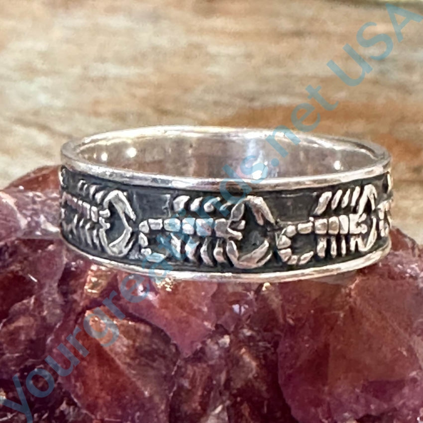 Sterling Silver Scorpion Band Ring for Men & Women - Size 15 Adjustable Gothic Punk Jewelry Gift for Halloween, Cosplay & Alternative Fashion