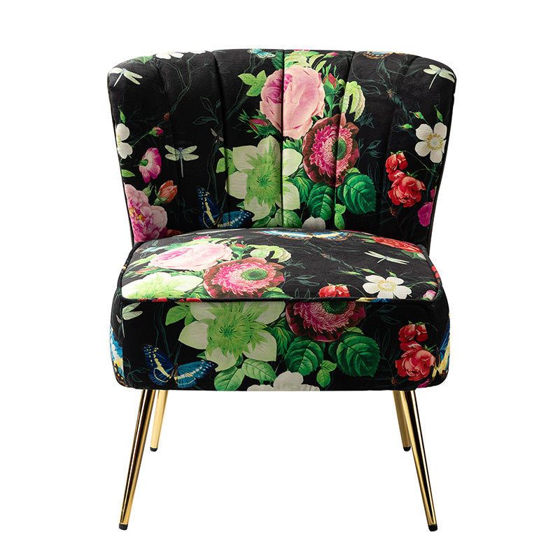 Luxury Coraline Velvet Barrel Chair with Tufted Back & Sturdy Metal Legs - Elegant Accent Chair for Living Room, Bedroom or Office Decor
